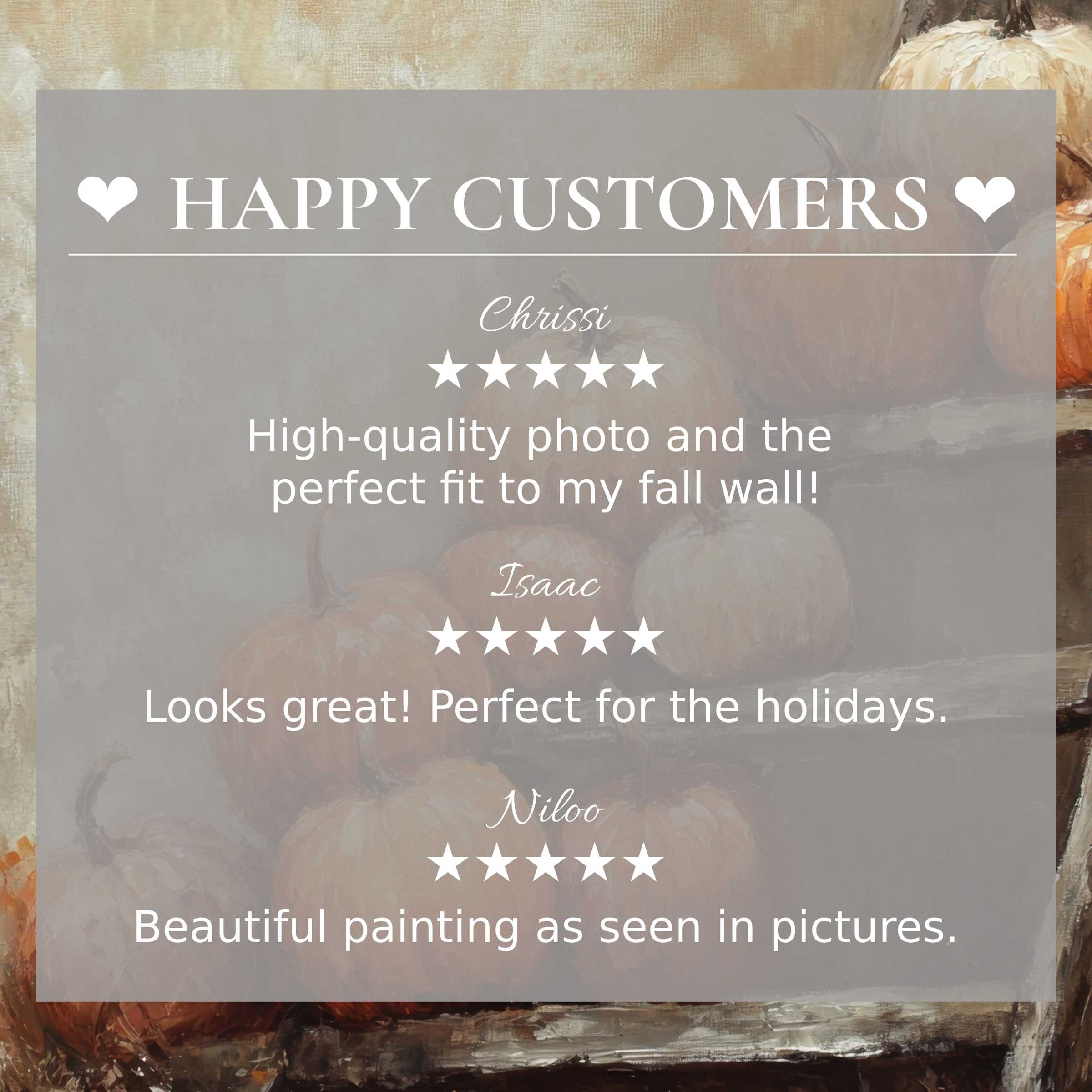 Farmhouse art for Frame TV with abstract pumpkin tones; happy customer reviews build trust and showcase elegant style