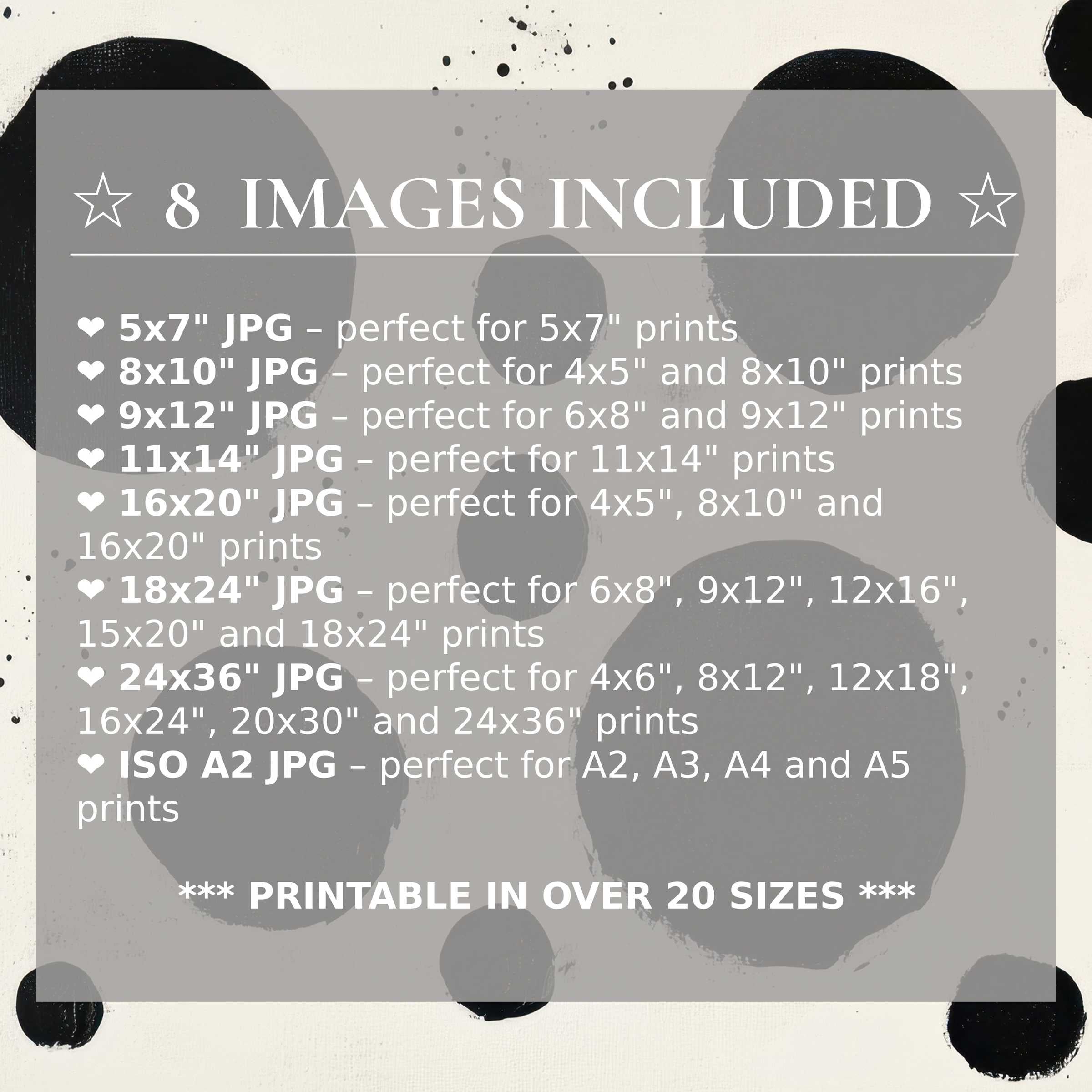 Minimalist digital print in calming black and soft gray tones, offered in 8 high-quality sizes included with download, elevating modern interiors with timeless style and versatile elegance