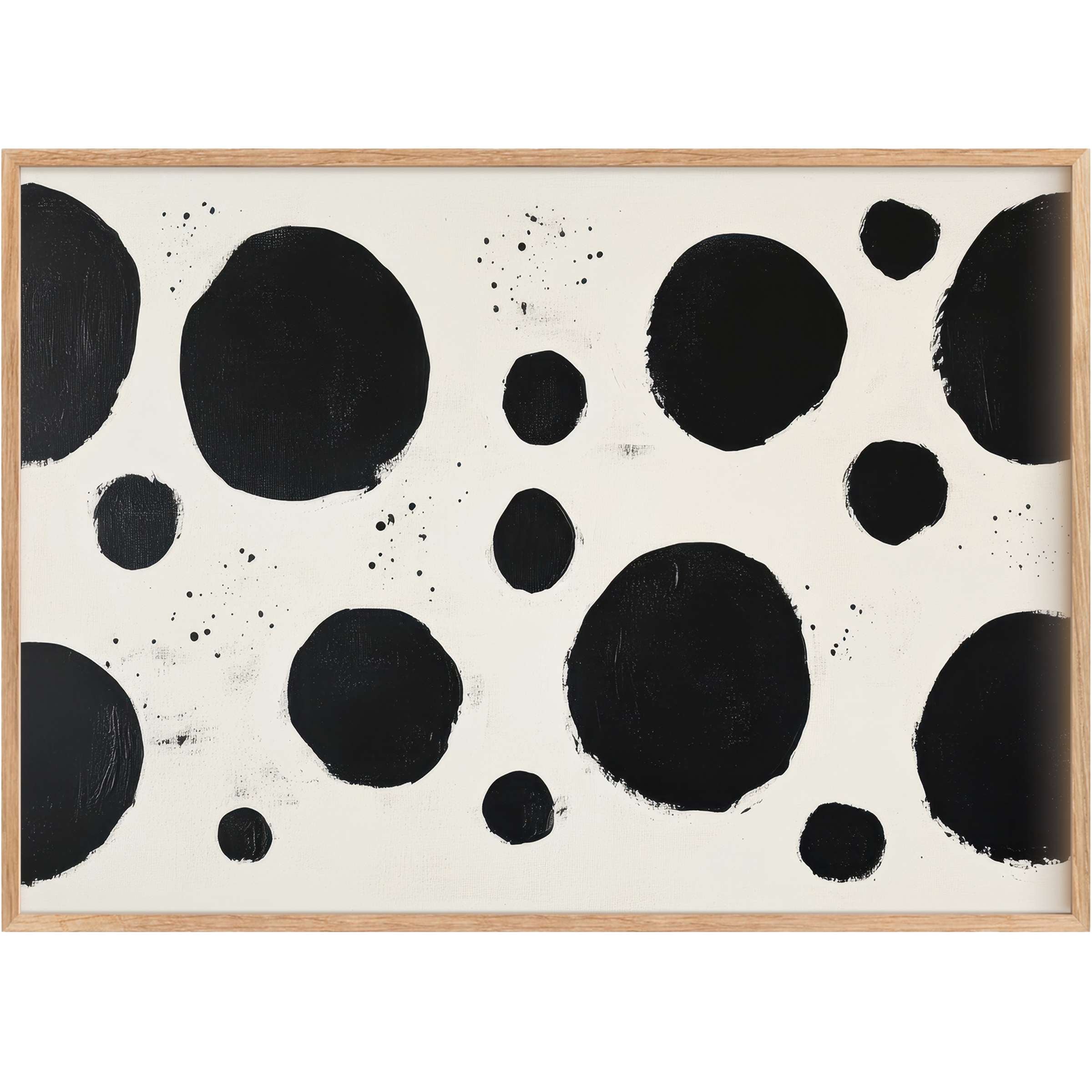 Minimalist printable wall art featuring bold black circles on a soft white backdrop, creating a modern, calming ambiance