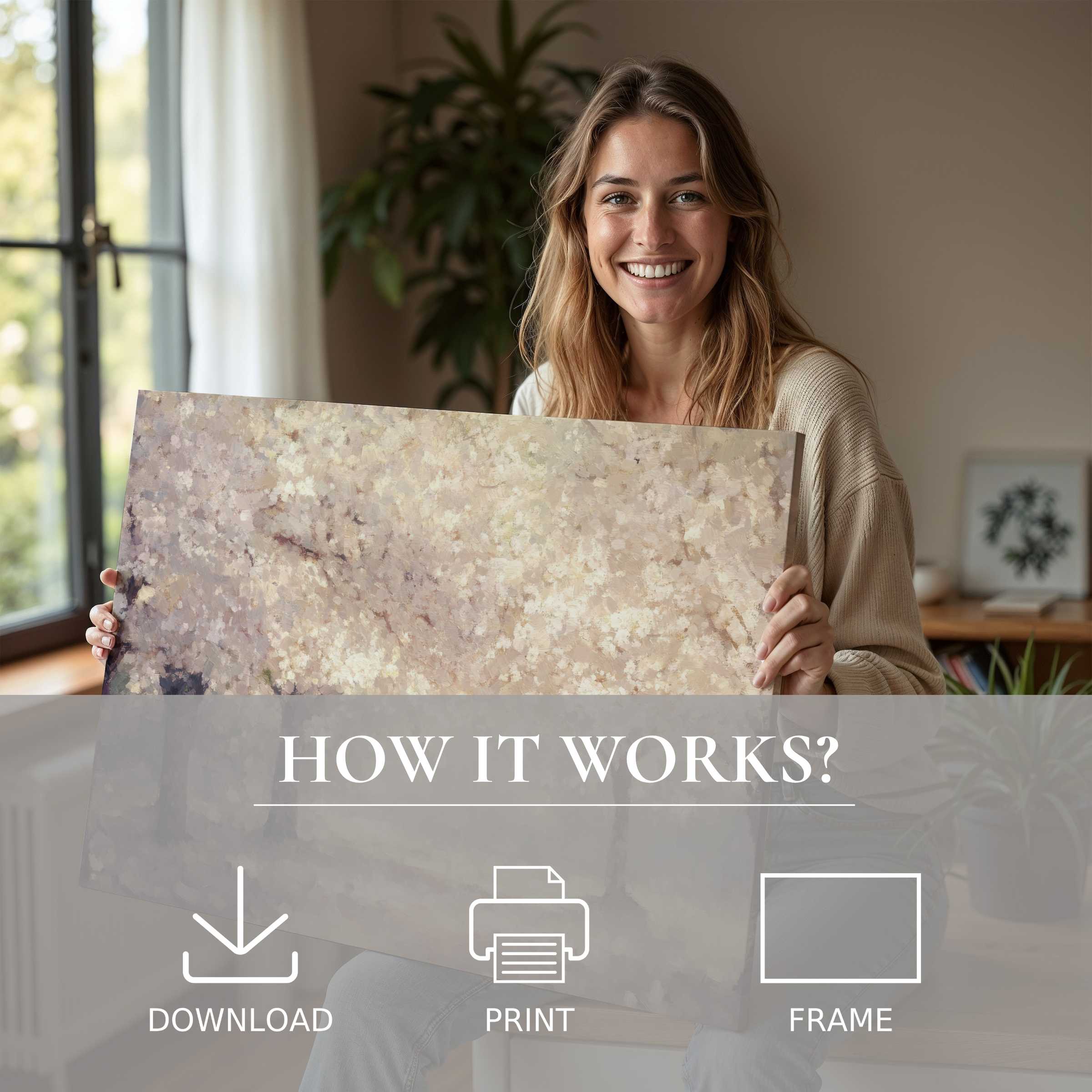 Radiant summer digital art print embraced in a stylish home, inspiring joy and effortless elegance through every modern moment