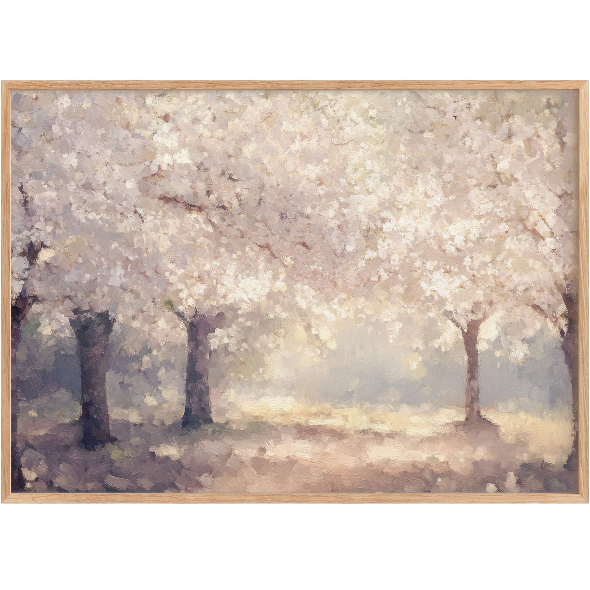 Ethereal summer printable wall art bathed in soft pastels, evoking a serene, sunlit garden of delicate blossoms
