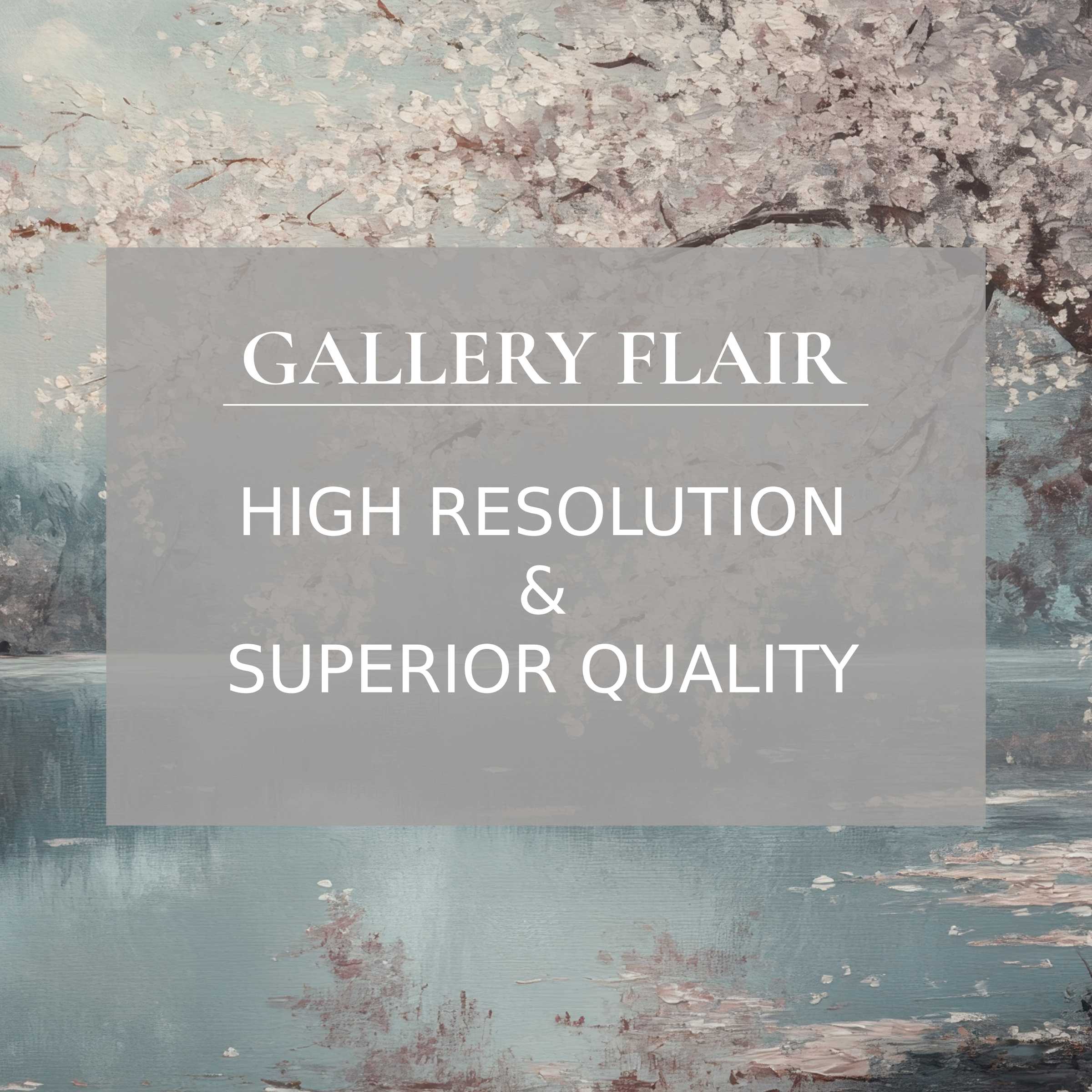 Serene landscape printable art with delicate blossoms and tranquil water, enriching modern interiors with refined, high-resolution detail