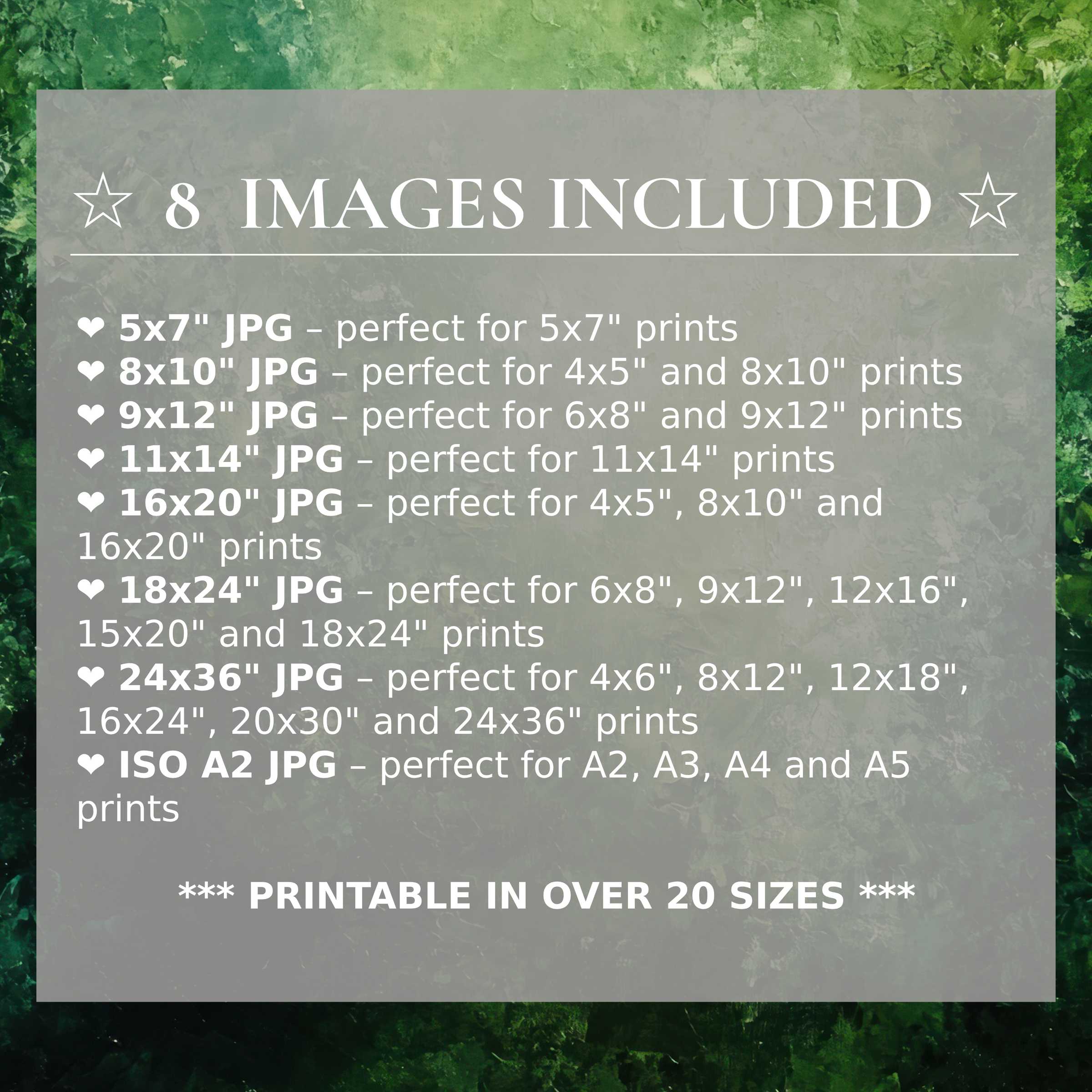 Lush emerald and sage hues inspire serenity in this abstract digital print, offered in 8 high-quality sizes included with download, enhancing modern interiors with effortless style and versatile elegance