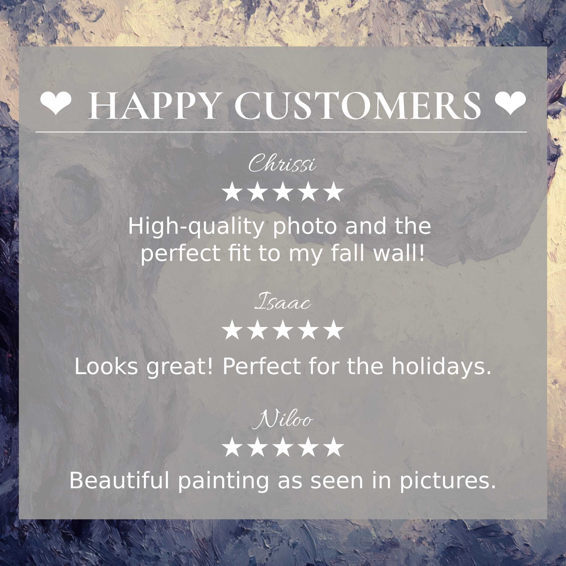 Trees art for Frame TV with abstract sunset hues, showcasing elegant design and happy customer reviews building trust