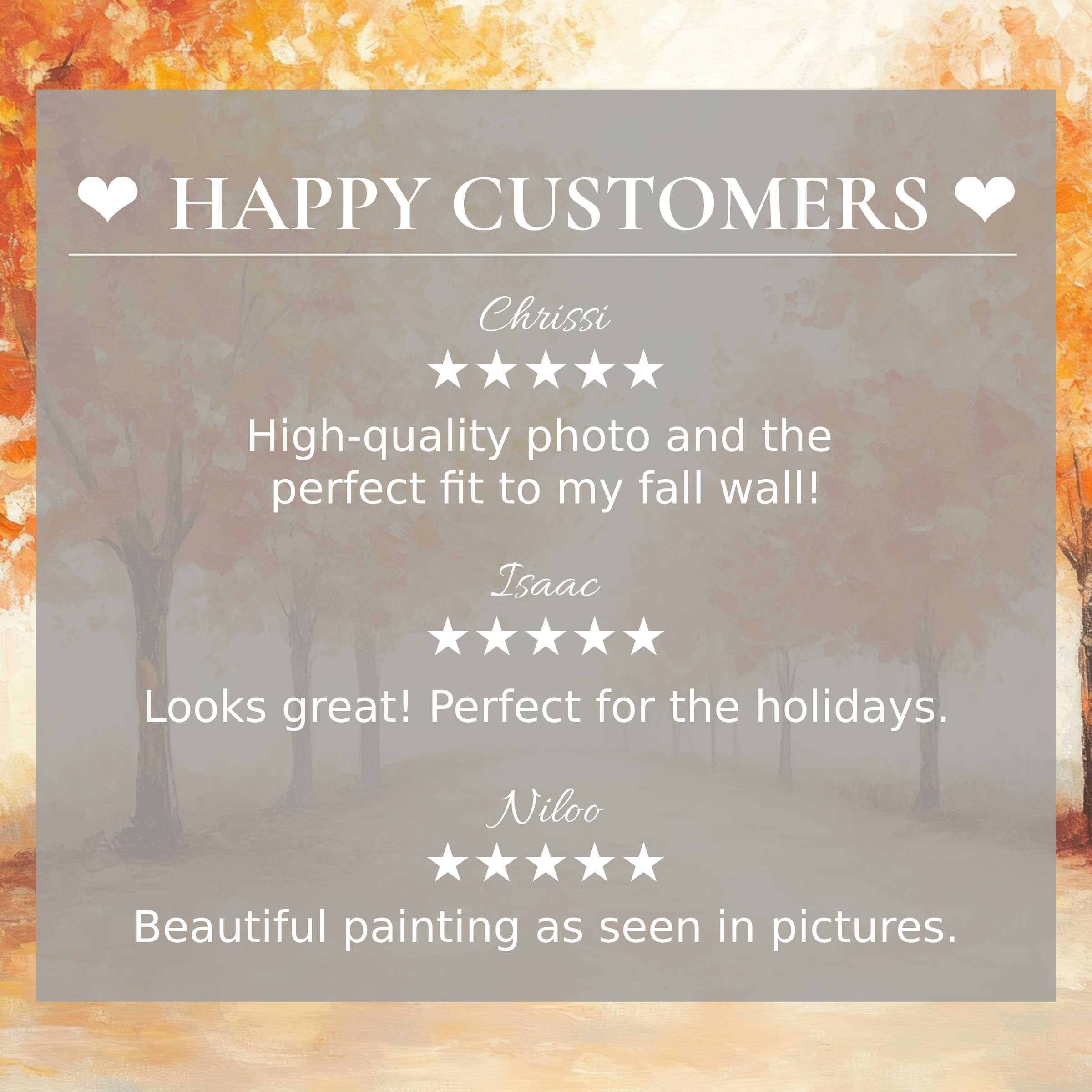 Fall art for Frame TV with abstract sunset hues and happy customer reviews enhancing trust and elegant style appeal