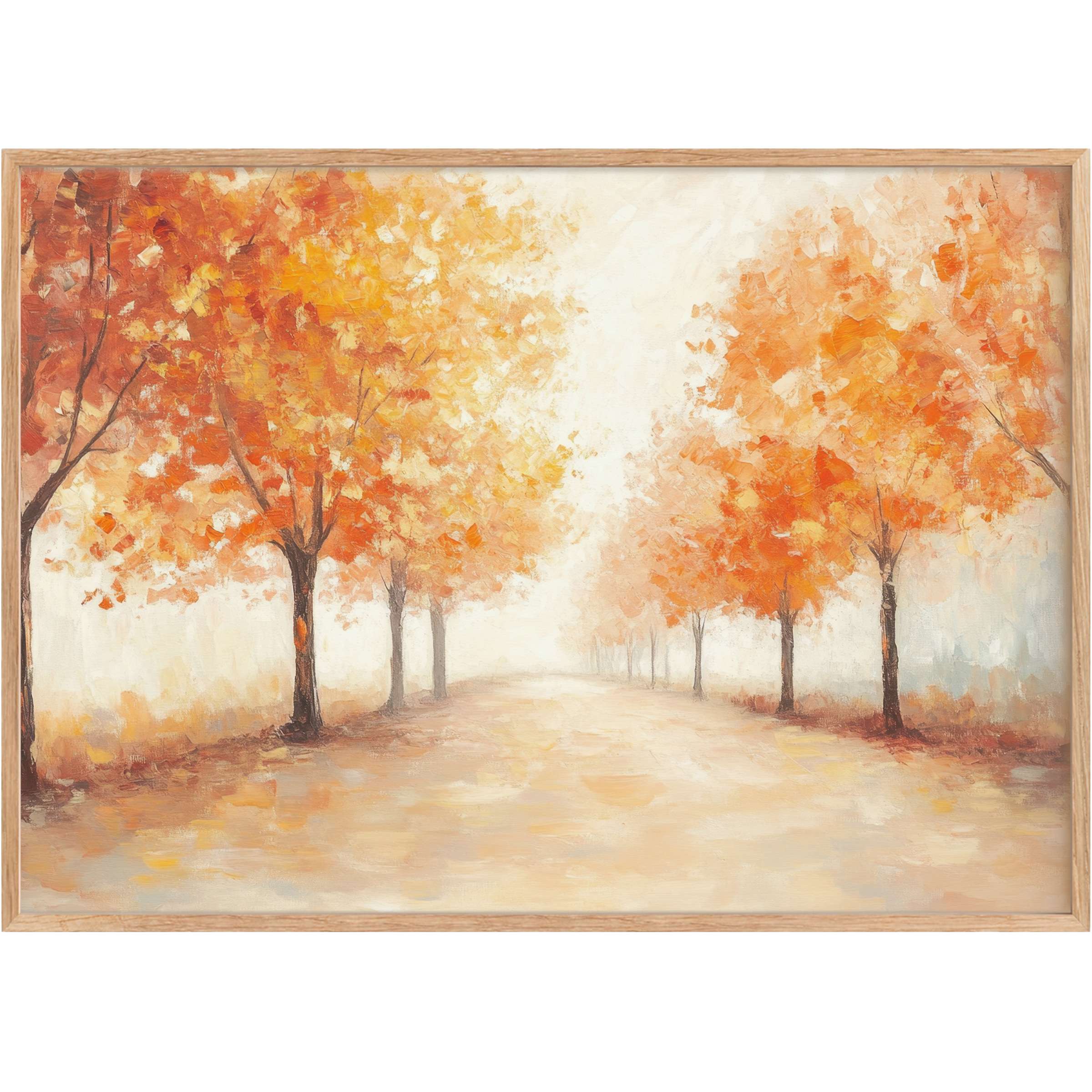 Elegant fall printable wall art featuring radiant amber and gold trees, infusing spaces with warm, serene autumn tranquility