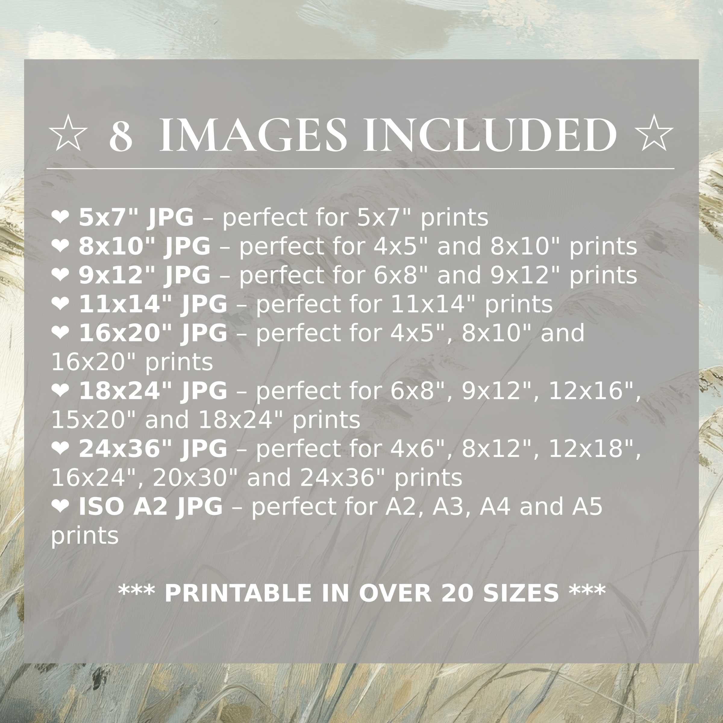 Radiant beach digital print in soft blues and sandy tones, elevating modern interiors with 8 high-quality sizes included