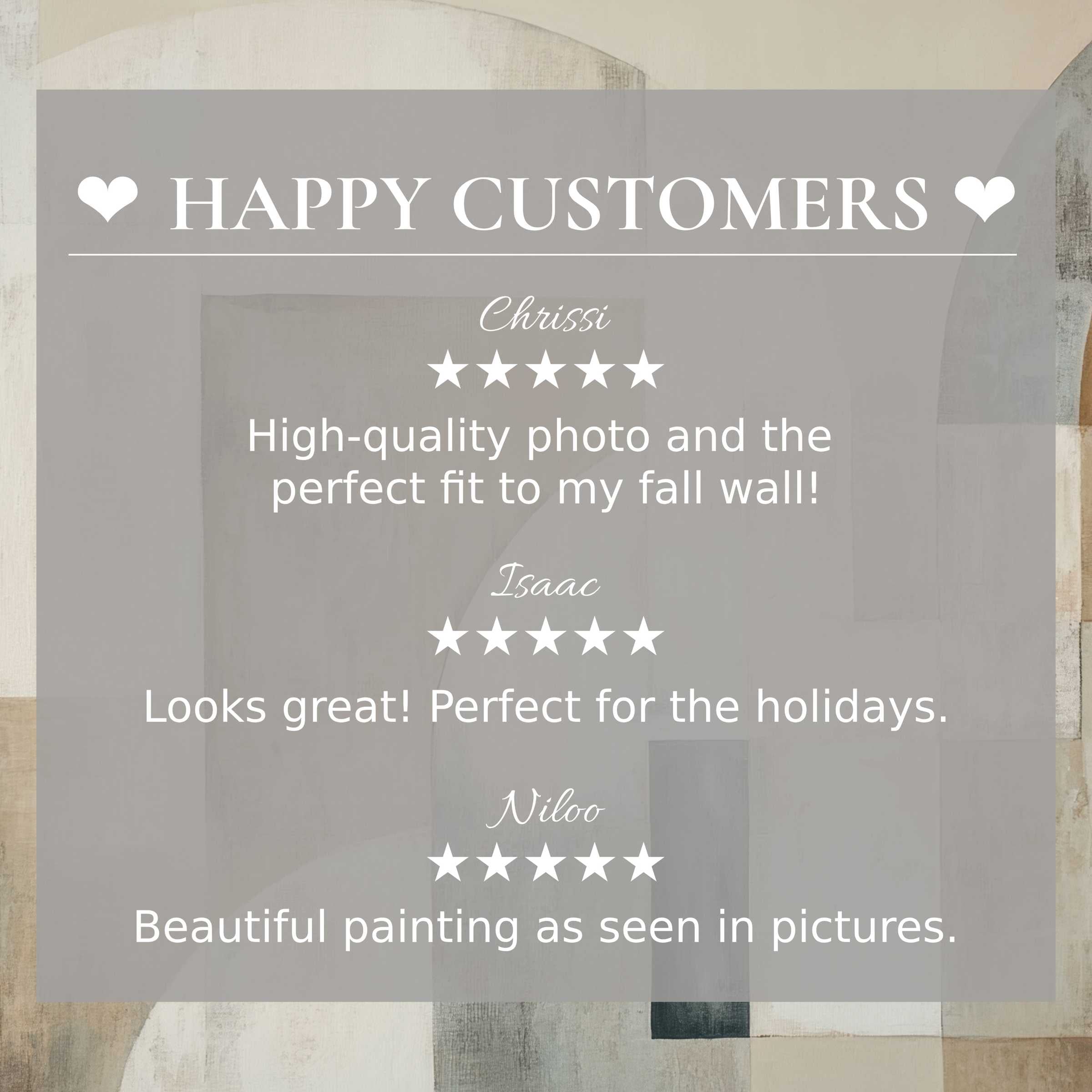 Abstract art for Frame TV with muted earth tones; happy customer reviews build trust and highlight elegant style