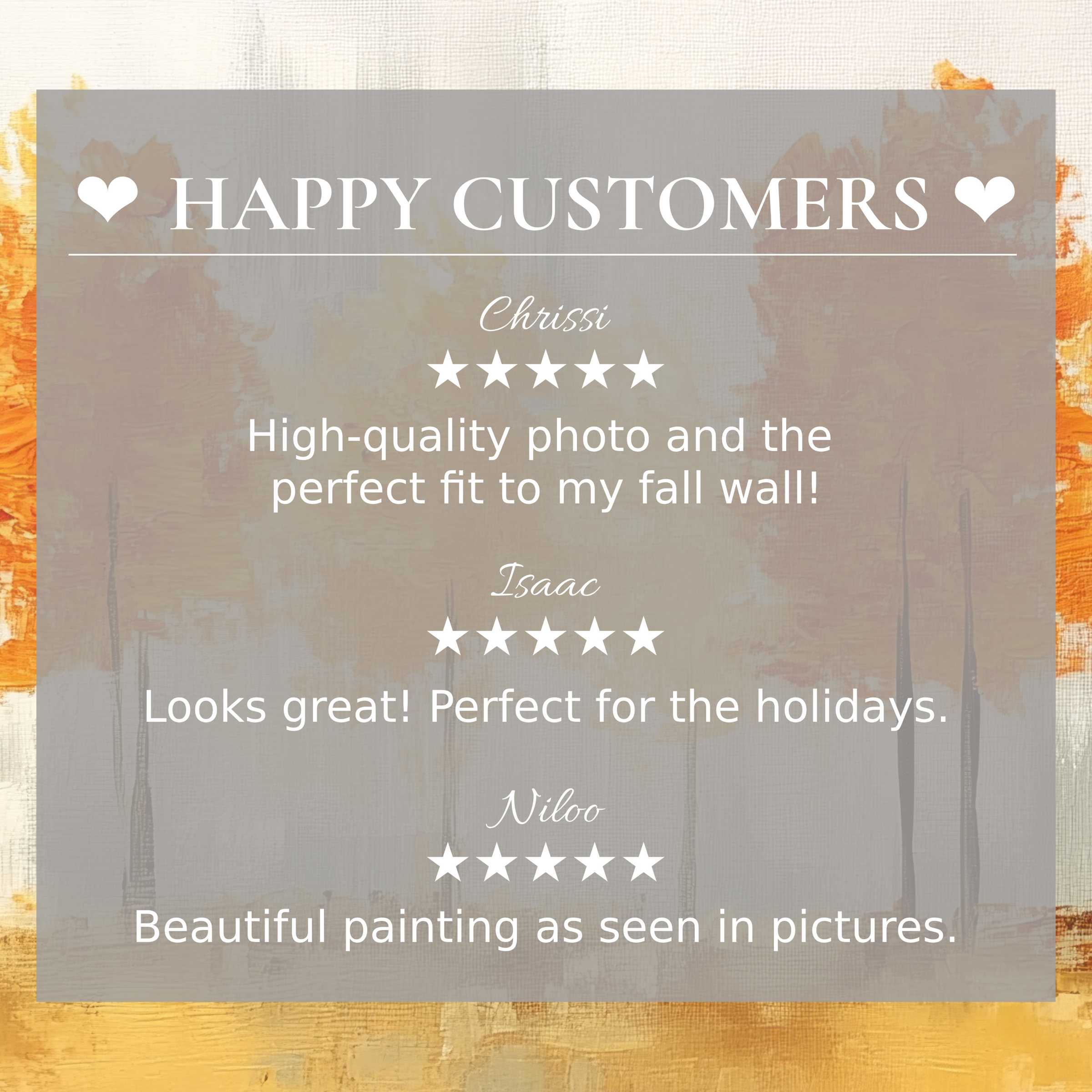 Fall art for Frame TV with abstract sunset hues, featuring happy customer reviews that inspire trust and showcase elegance