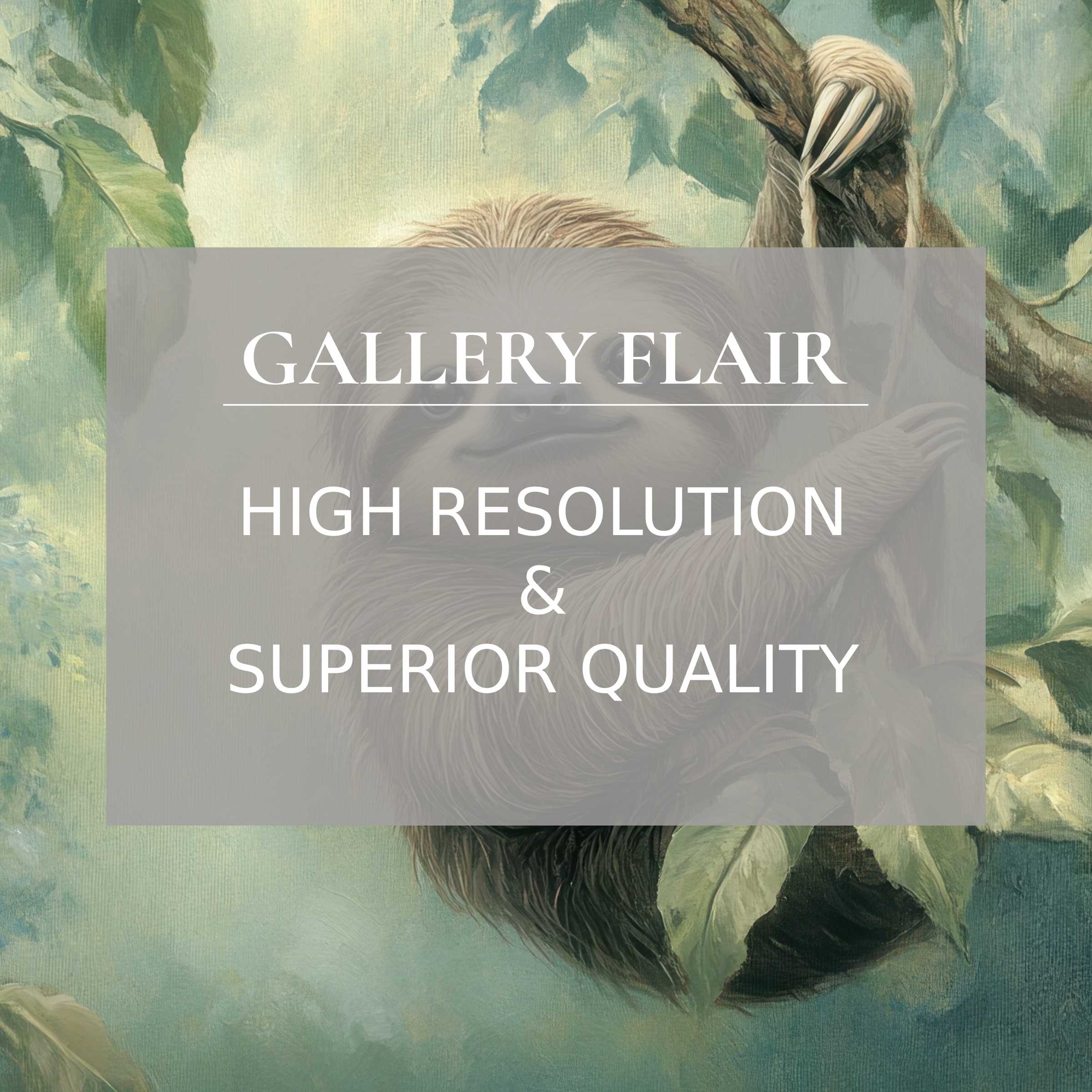 Calming nursery printable art of a detailed sloth in lush foliage, enriching minimalist modern nurseries with gentle, premium-quality charm