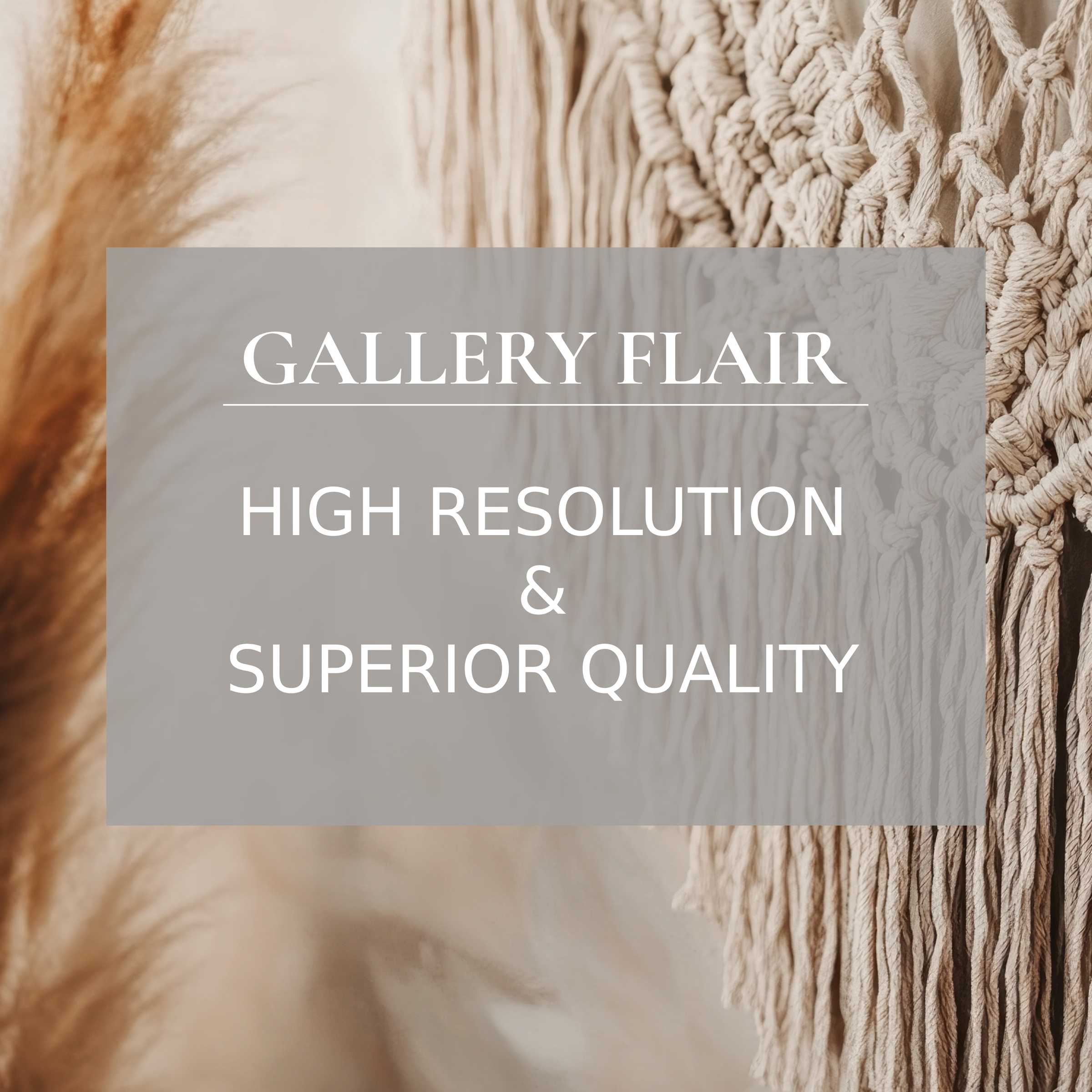 Boho printable art featuring intricate macrame details and soft pampas grass, radiating calming, natural elegance