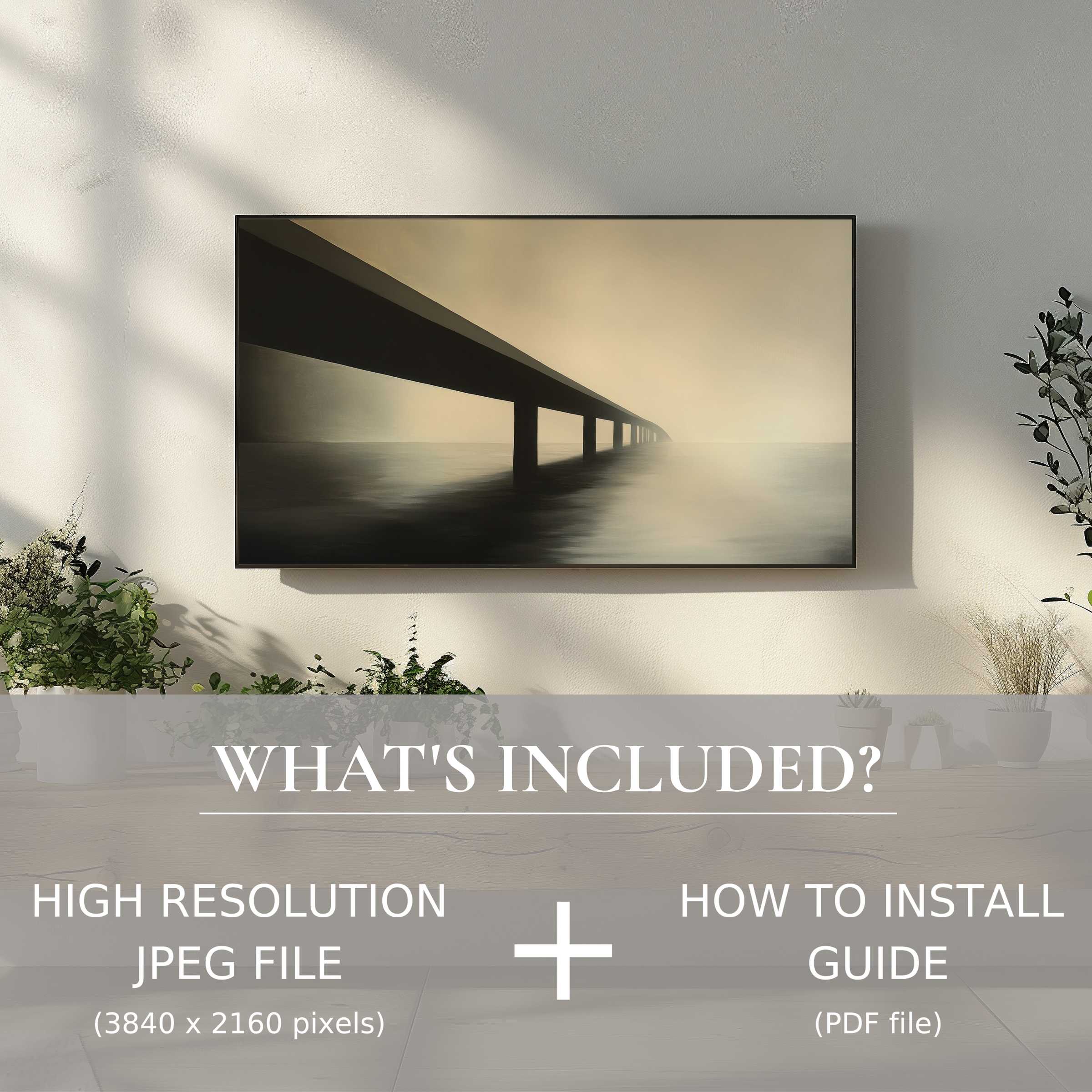 Minimalist digital TV art download adds serene elegance to your living space with easy, high-res digital installation