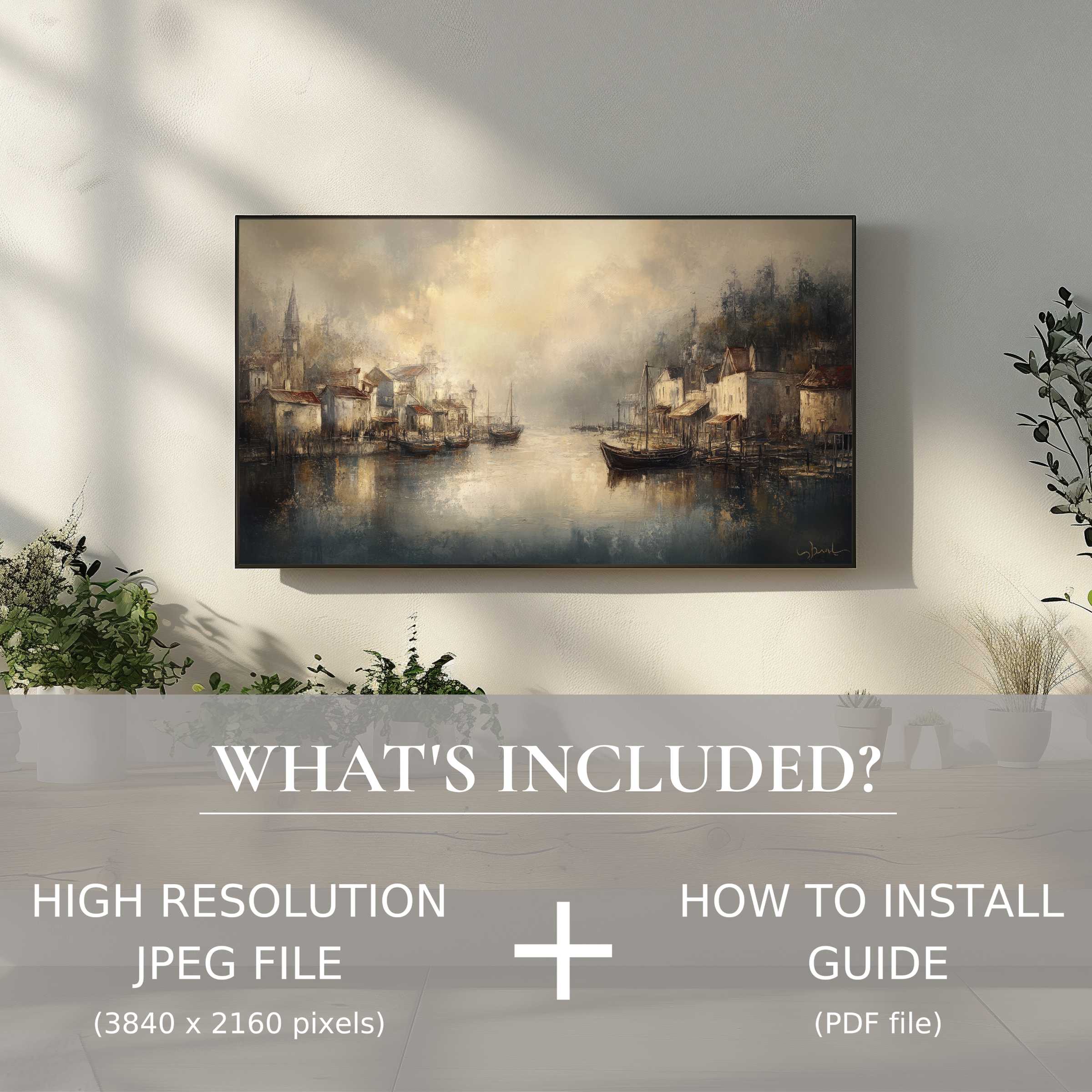 Elegant coastal digital TV art download enhancing serene living spaces with easy digital use and refined charm