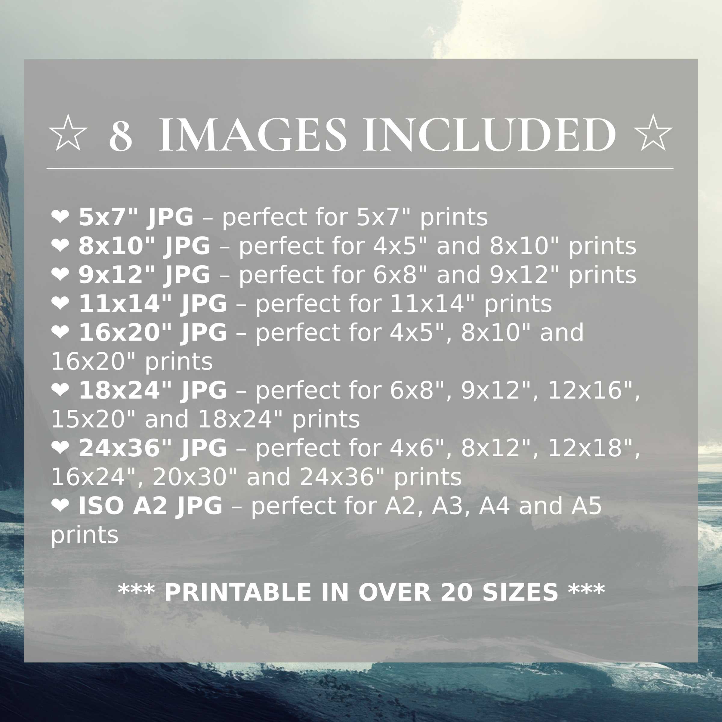 Radiant landscape digital print in soothing blues and grays, delivering calming elegance to modern interiors with 8 high-quality sizes included