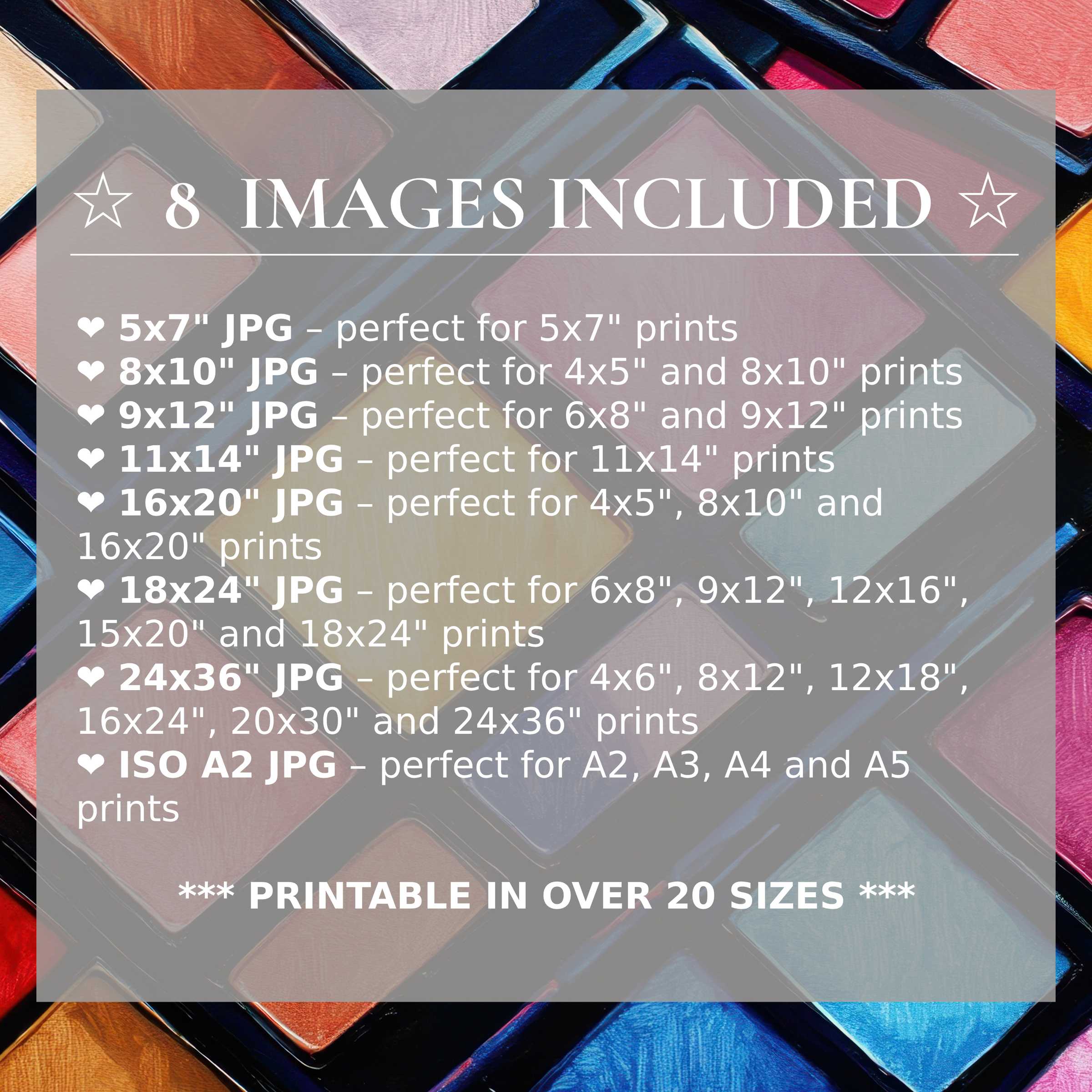 Vibrant pop art digital print radiates bold reds, deep blues, and soft peaches, elevating modern interiors with 8 high-quality sizes included for seamless style and versatile decor solutions