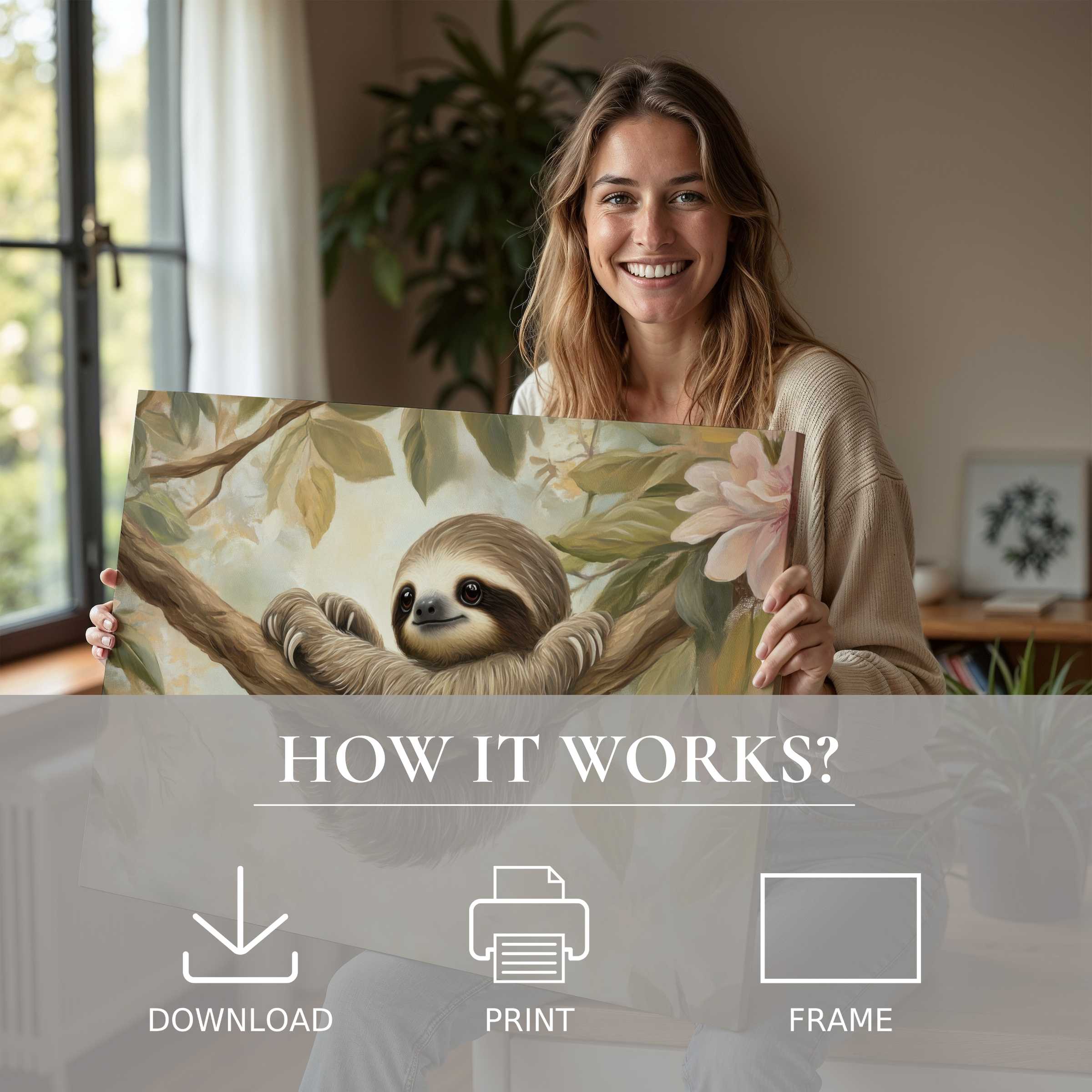 Bright, serene moment revealing a nursery digital art print’s gentle charm-transforming spaces with effortless elegance