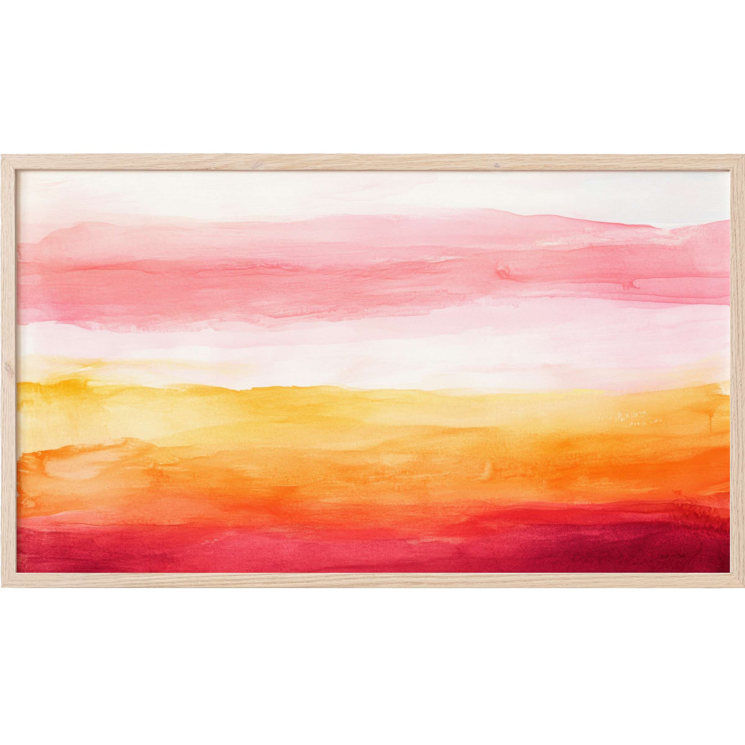 Warm gradients of pink, orange, and red blend softly in this elegant abstract Frame TV Art piece