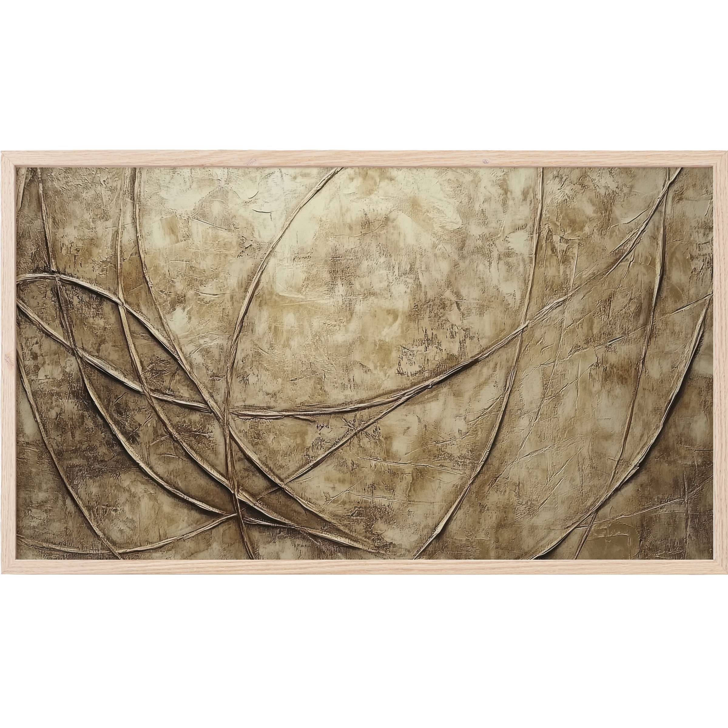 Elegant textured abstract in warm earth tones with sweeping lines, perfect modern Frame TV Art for sophisticated spaces