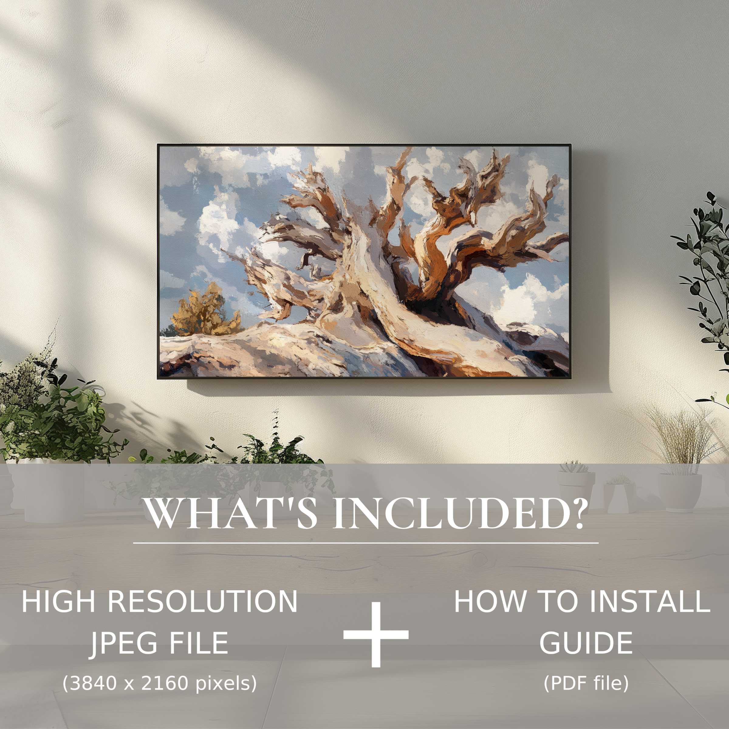 Stylish tree digital TV art download enhances your living space with effortless digital use and elegant modern charm