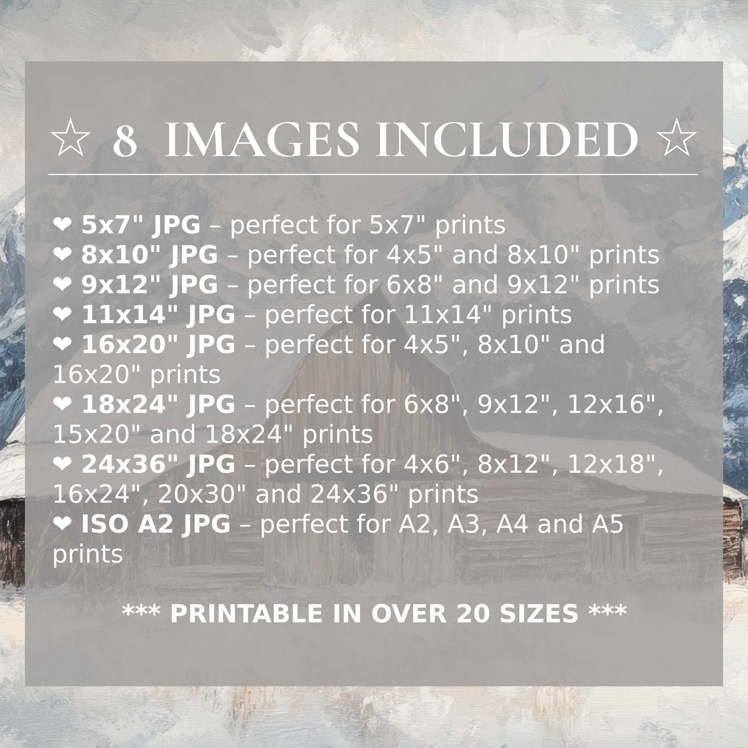 Farmhouse digital print in soothing neutrals and soft blues, radiating calm elegance; includes 8 high-resolution sizes with download