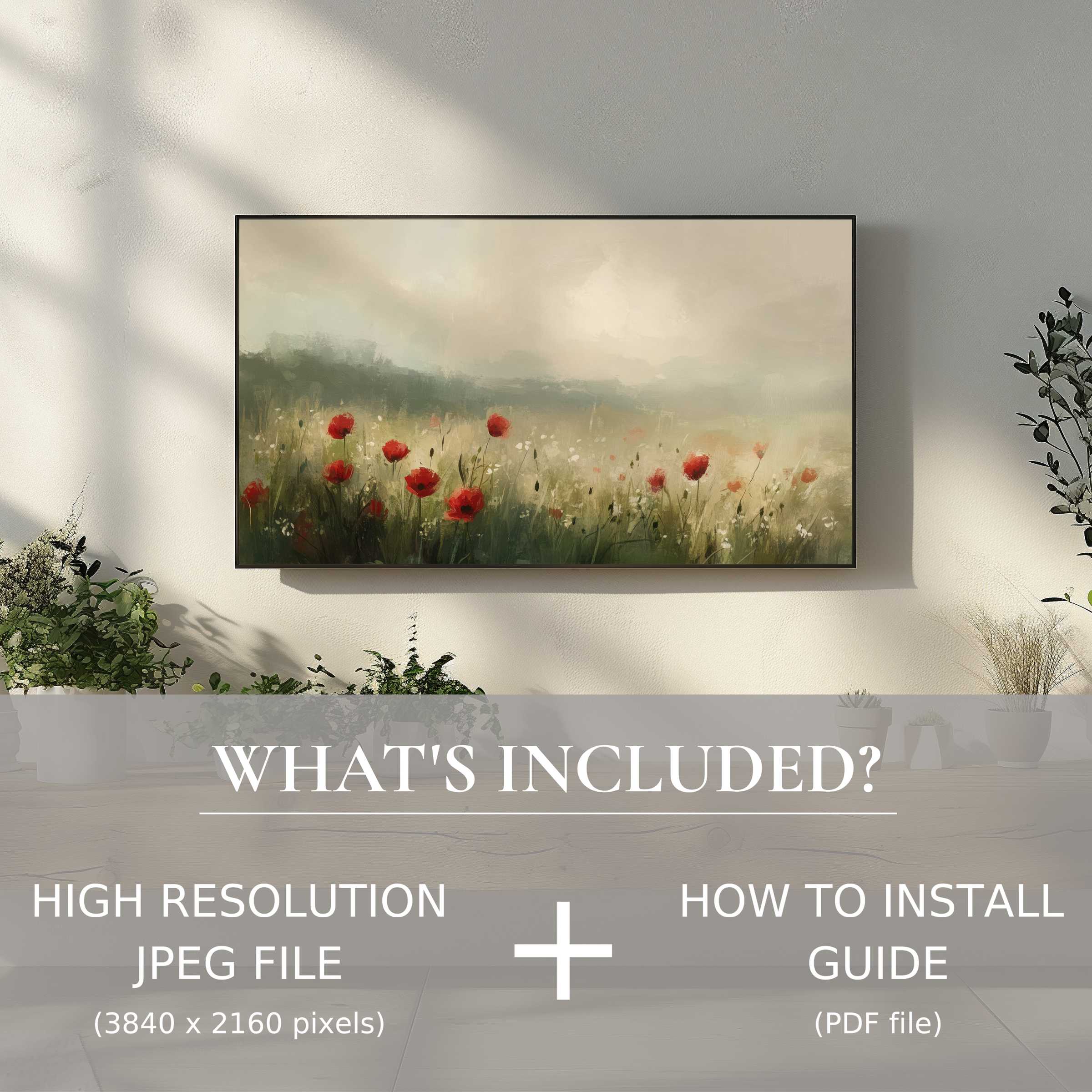 Elegant spring digital TV art download with easy use, enriching your modern living space with serene floral beauty
