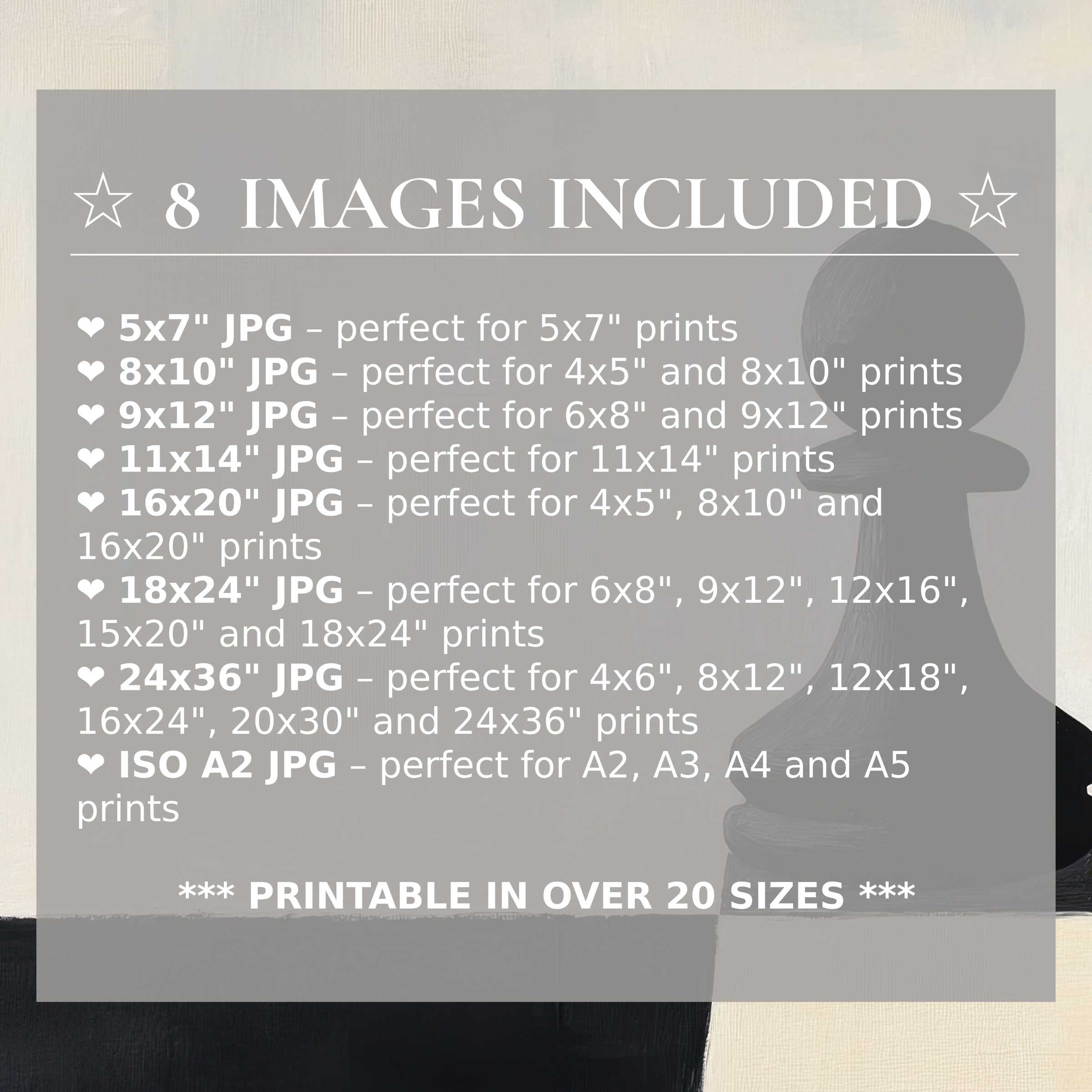 Minimalist digital print with radiant black and cream tones, offered in 8 high-quality sizes included to elevate modern interiors