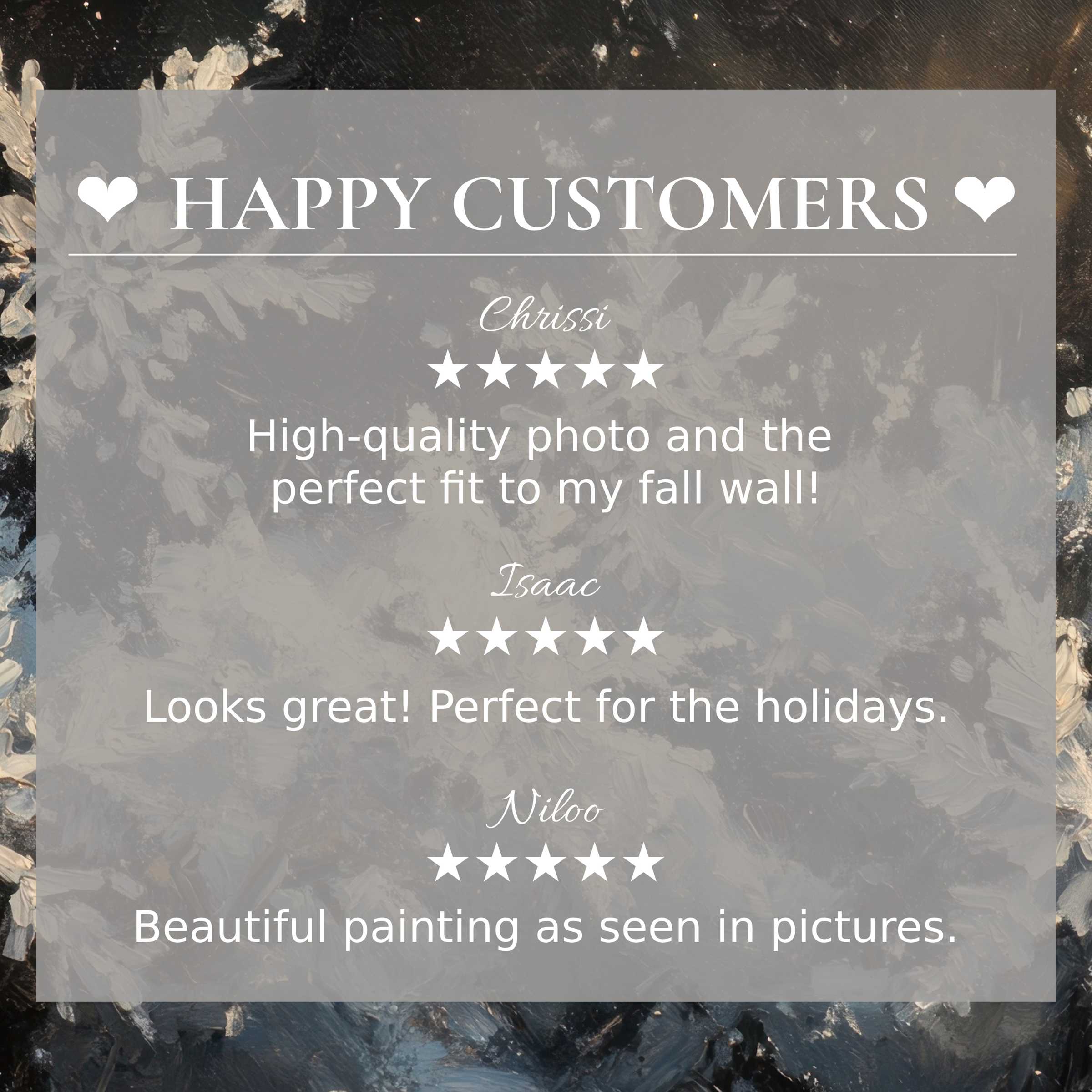 Winter art for Frame TV with abstract cool-toned brushstrokes; happy customer reviews build trust and highlight elegance