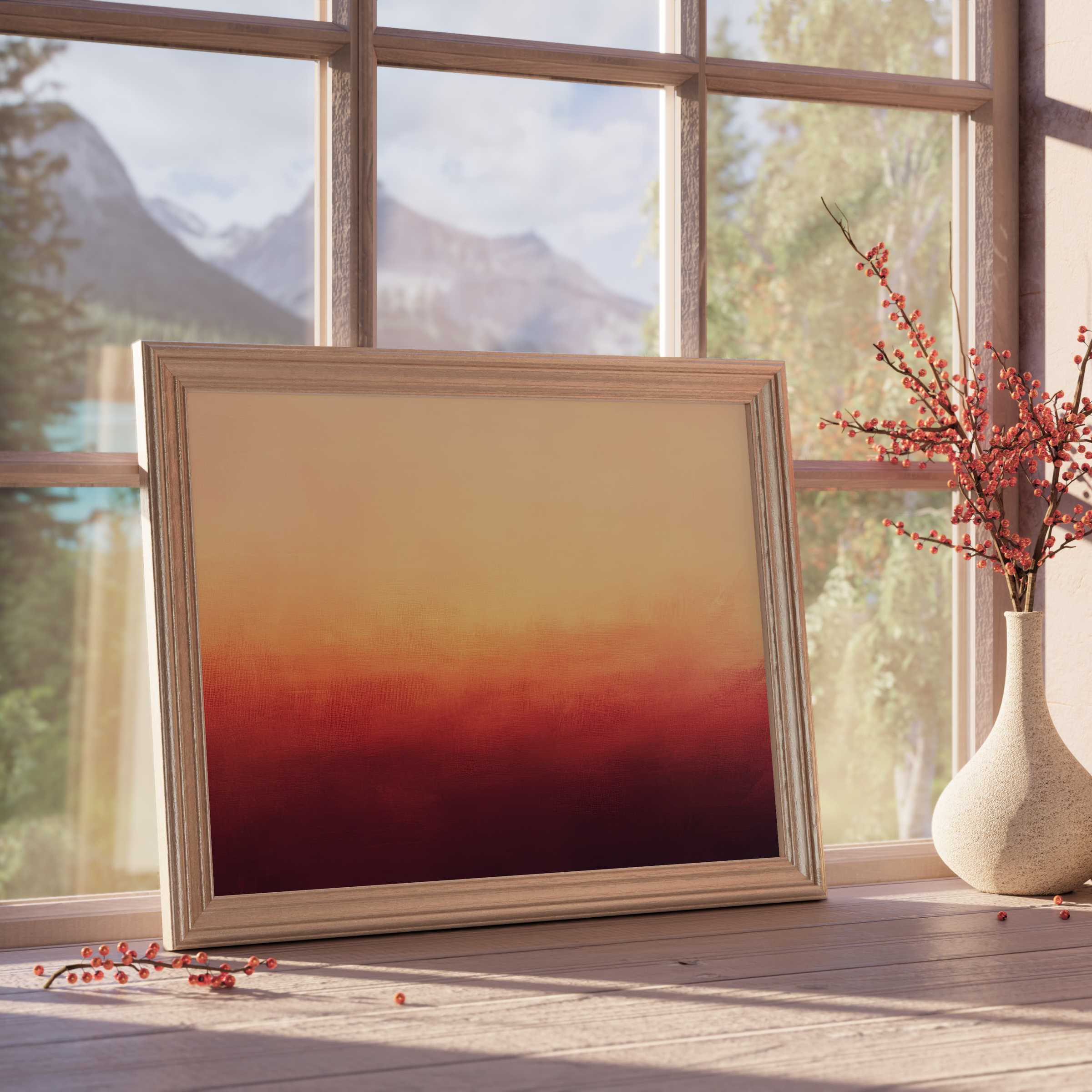 Serene abstract downloadable art in warm ombré hues, elevating tranquil, curated interiors with timeless, design-forward elegance