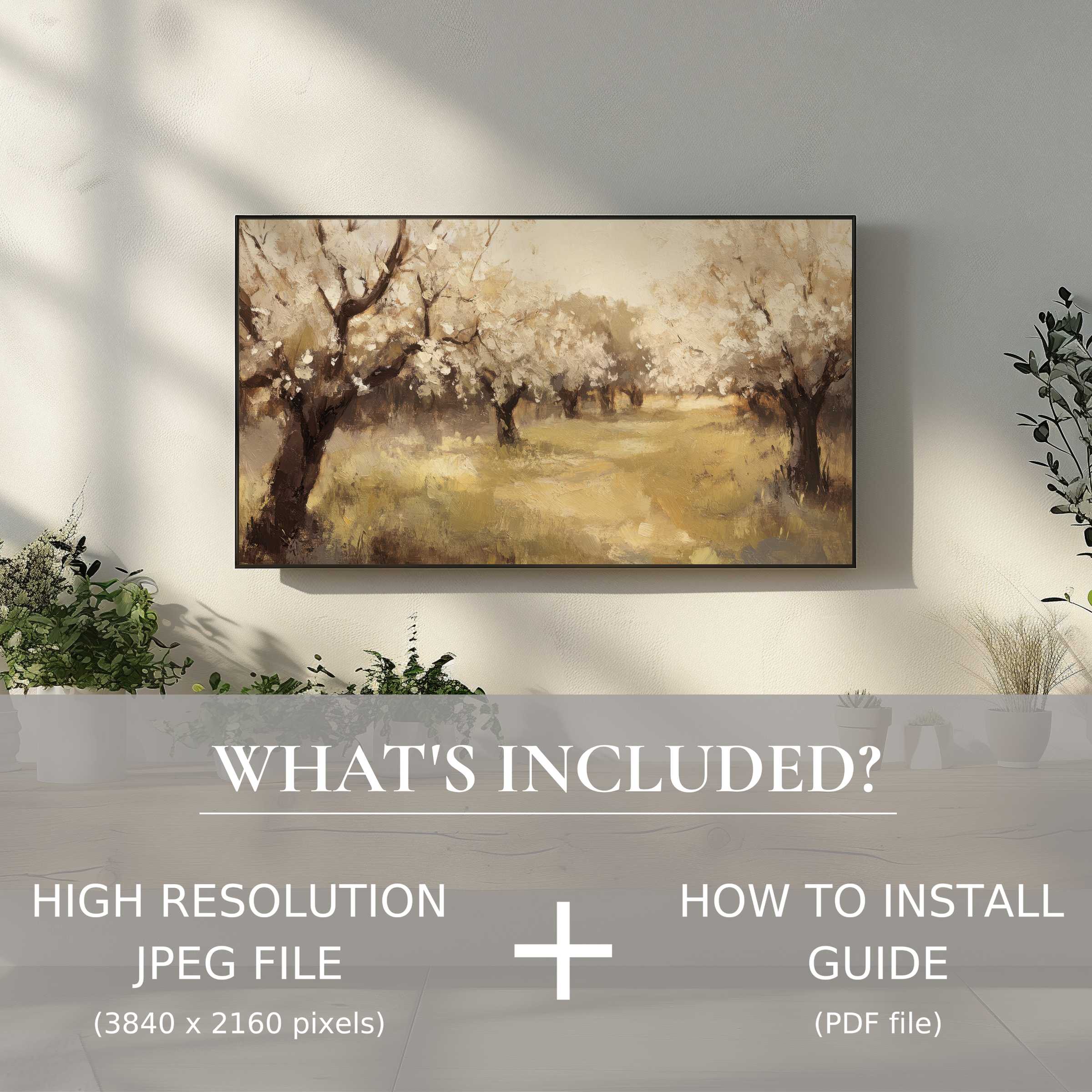 Elegant tree digital TV art download enhances living space with effortless digital use and serene nature-inspired design