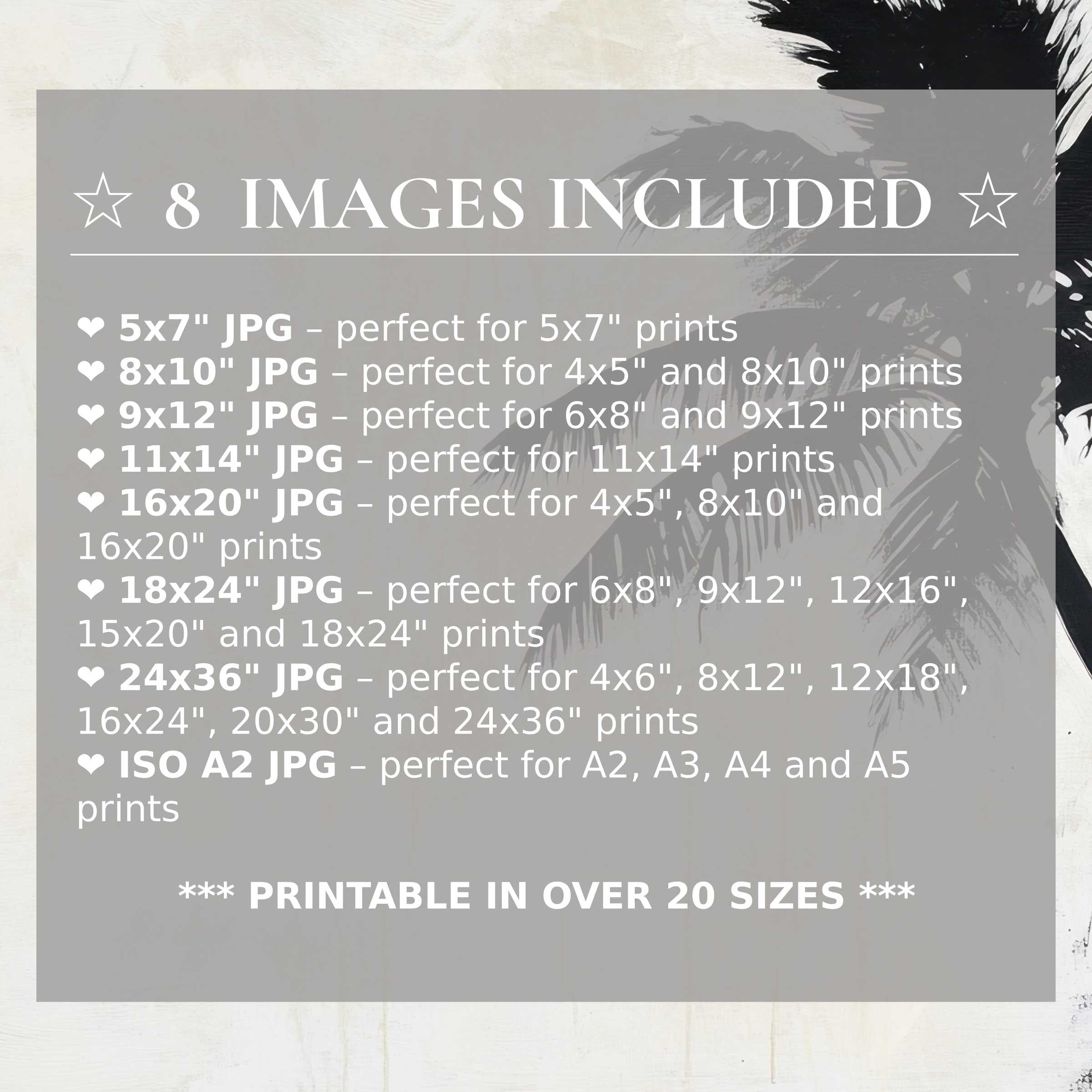 Neutral digital print exuding calming beige and soft black tones, elevating modern interiors with style in 8 high-quality sizes included