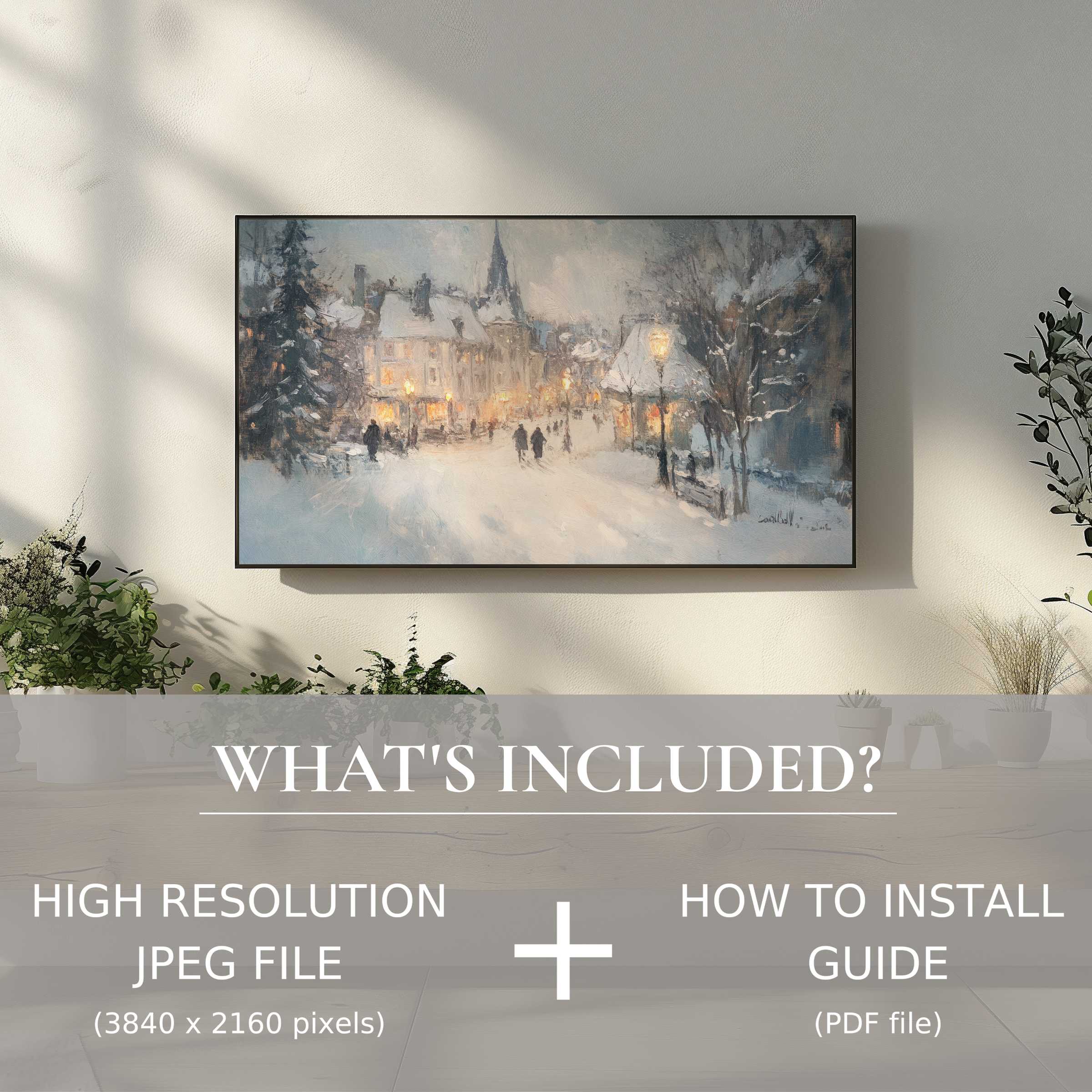 Elegant Christmas digital TV art download enhances your modern living space with easy digital installation and festive winter charm