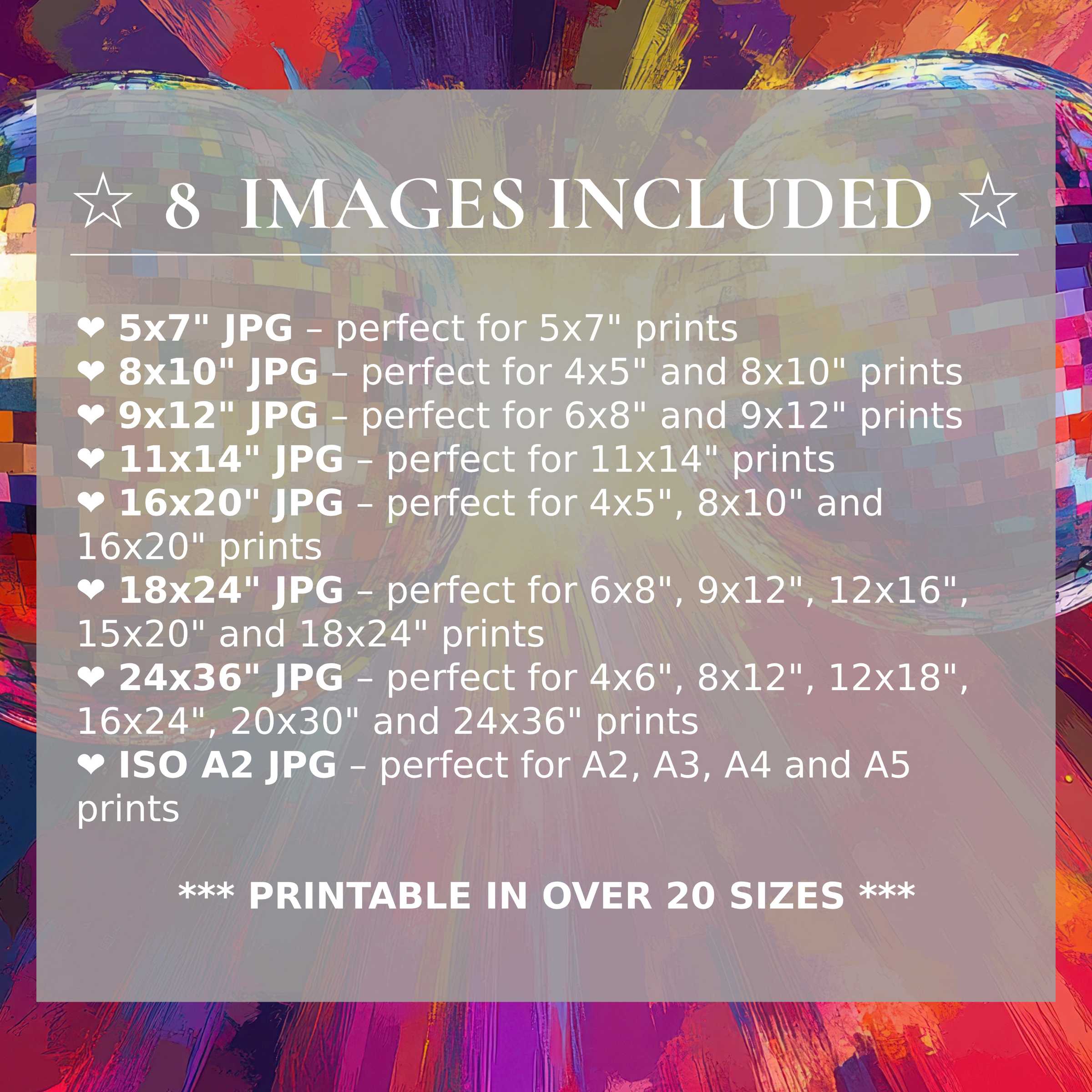 Radiant pop art digital print in vibrant reds, purples, and golds, elevating modern interiors with 8 high-res sizes included