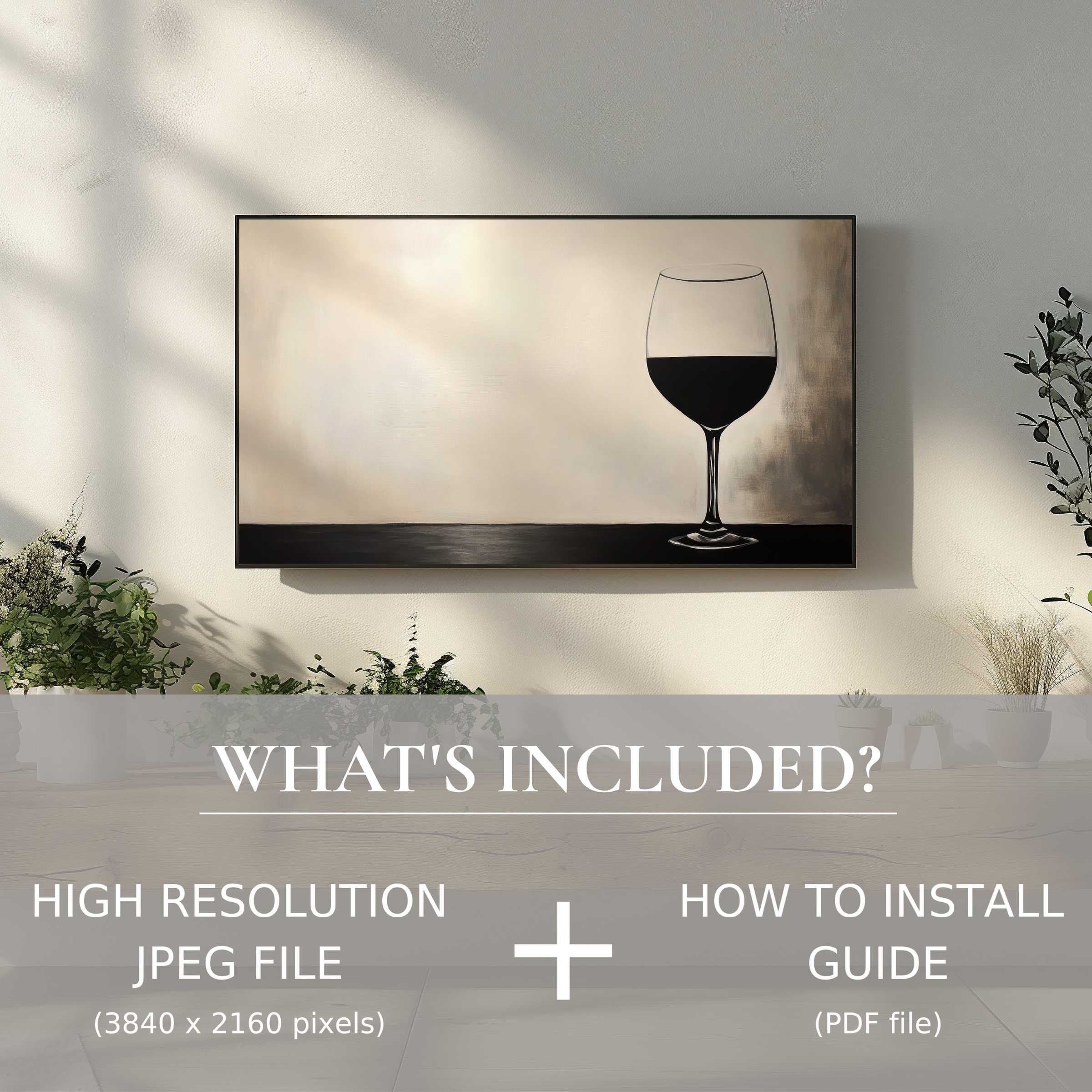 Minimalist digital TV art download featuring elegant glass silhouette, enhancing living spaces with easy digital use