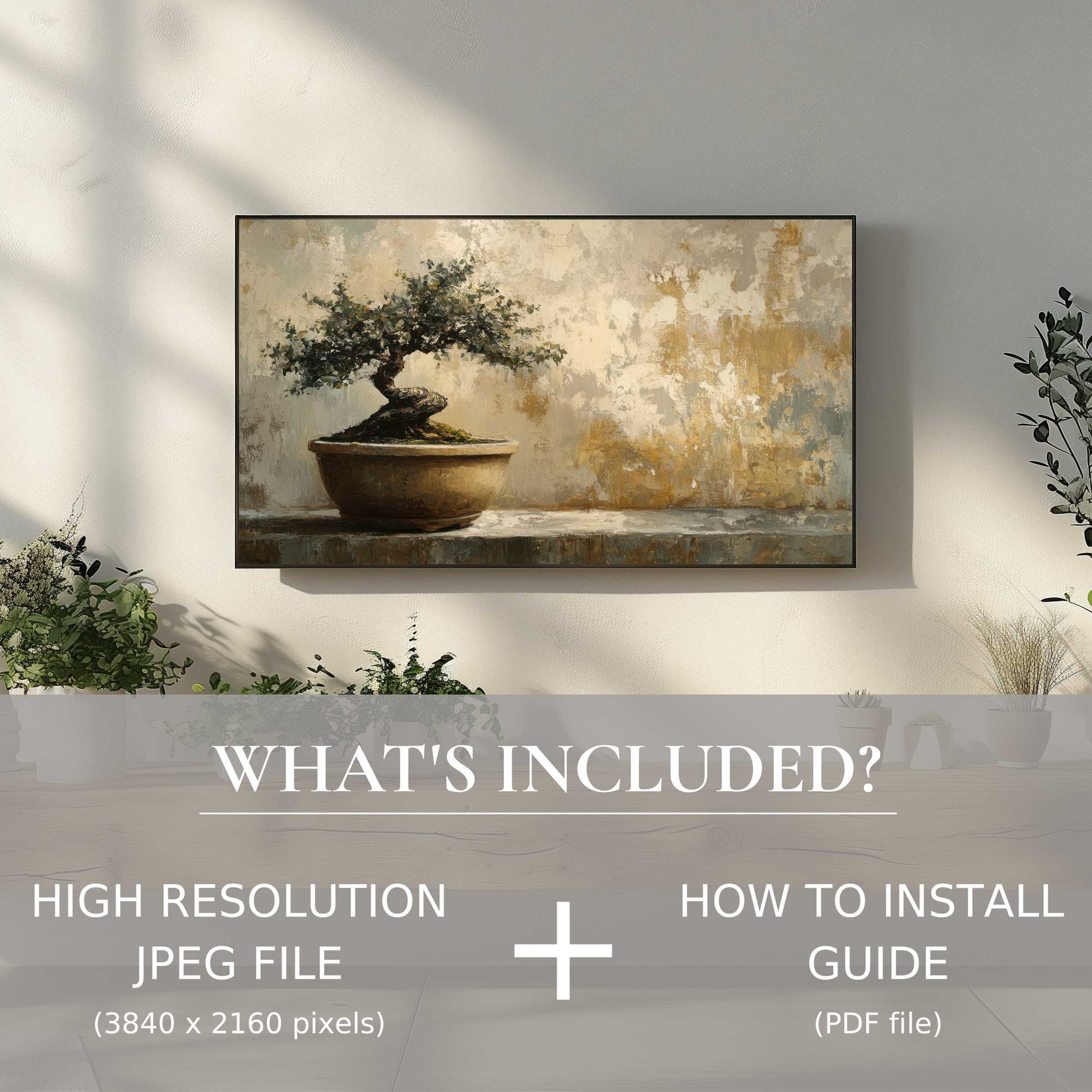 Elegant botanical digital TV art download with easy use, enhancing your modern living space with timeless charm