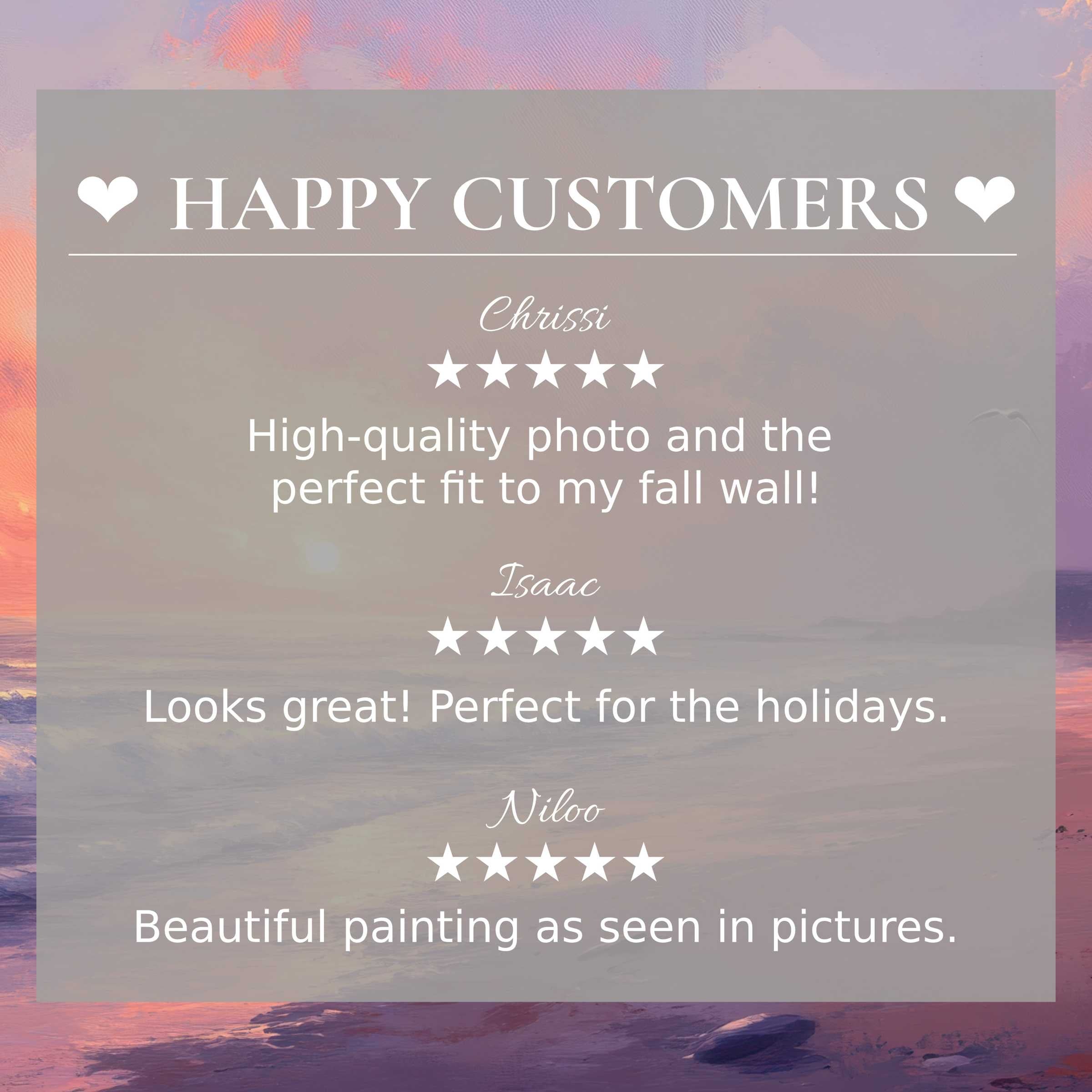 Coastal art for Frame TV with abstract sunset hues; happy customer reviews build trust in elegant home decor