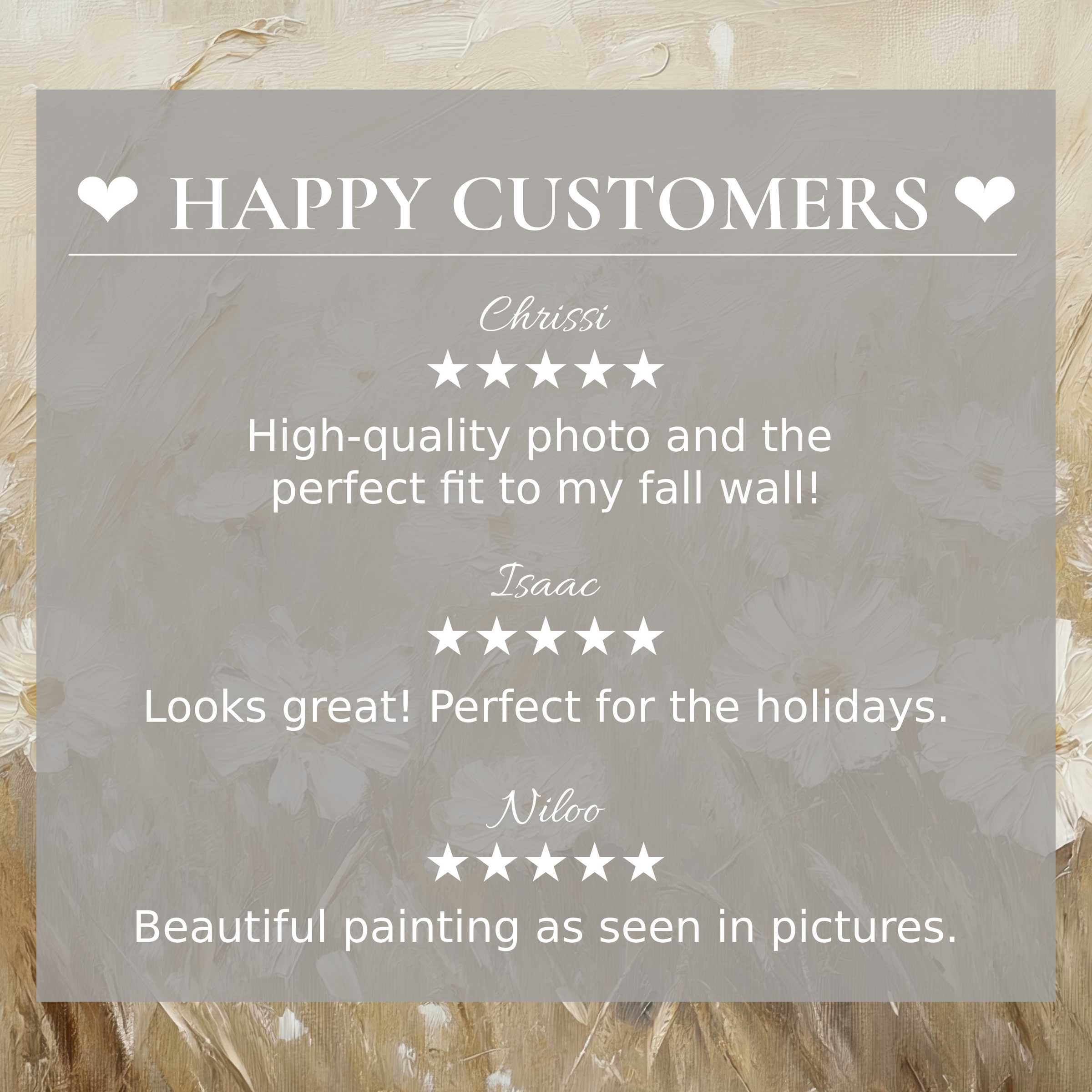 Vintage art for Frame TV with abstract beige tones showcases happy customer reviews, building trust with elegant design
