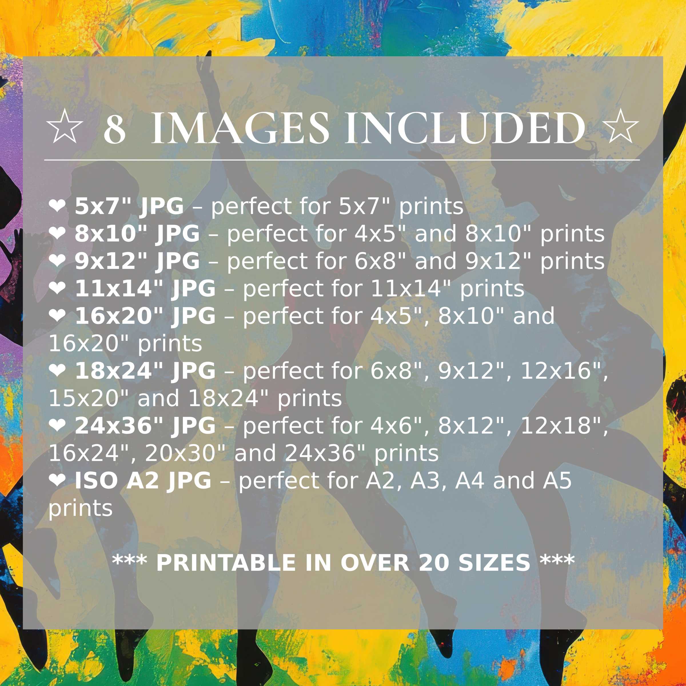 Vibrant pop art digital print radiates bold yellow, blue, and black hues, elevating modern interiors with timeless style; includes 8 high-quality sizes