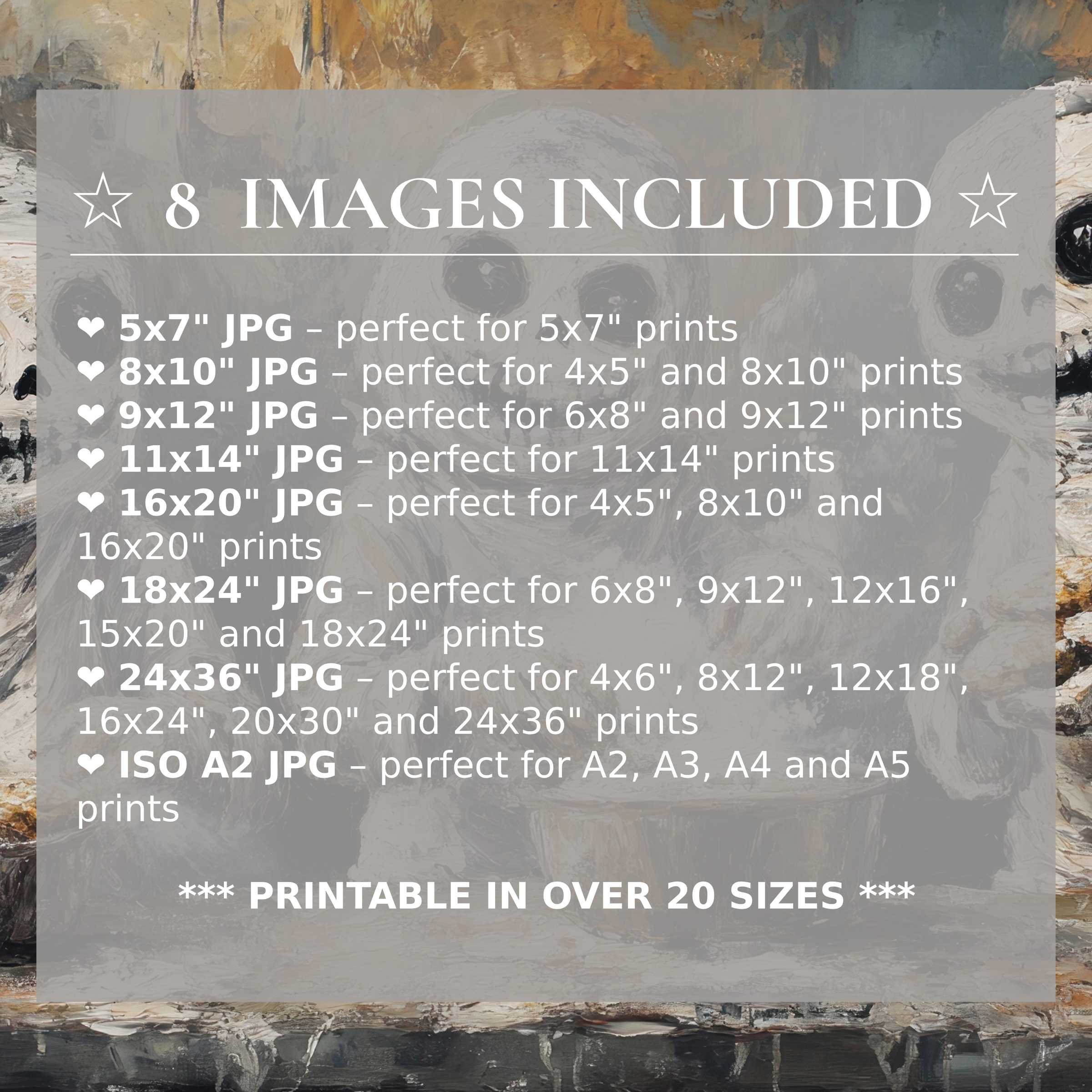 Halloween digital print radiates haunting warmth with rich ochres and deep charcoals, delivered in 8 high-quality sizes, perfect to elevate stylish modern interiors with versatile, captivating charm