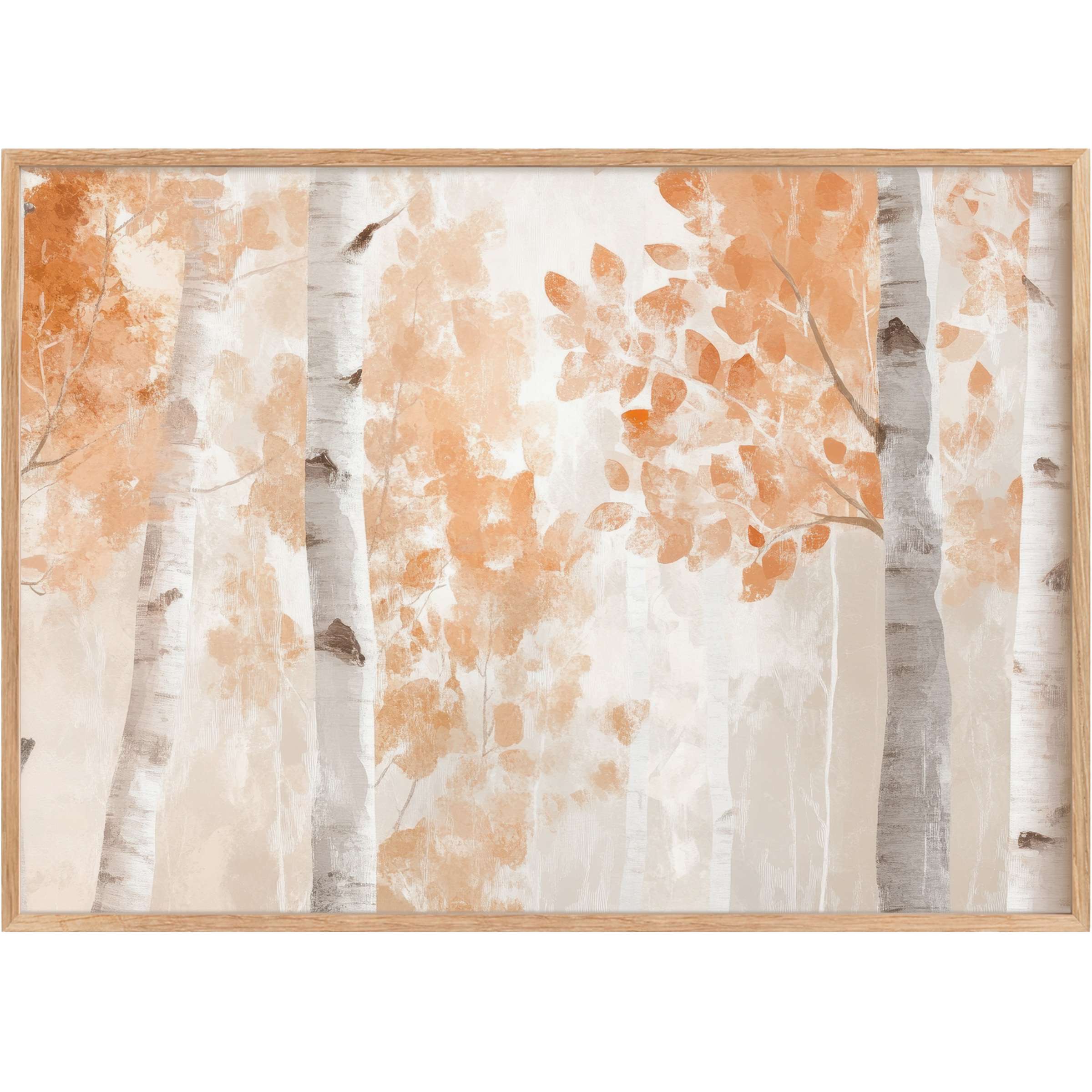 Soft amber and muted grays blend in elegant tree printable wall art, evoking a serene, warm autumnal ambiance