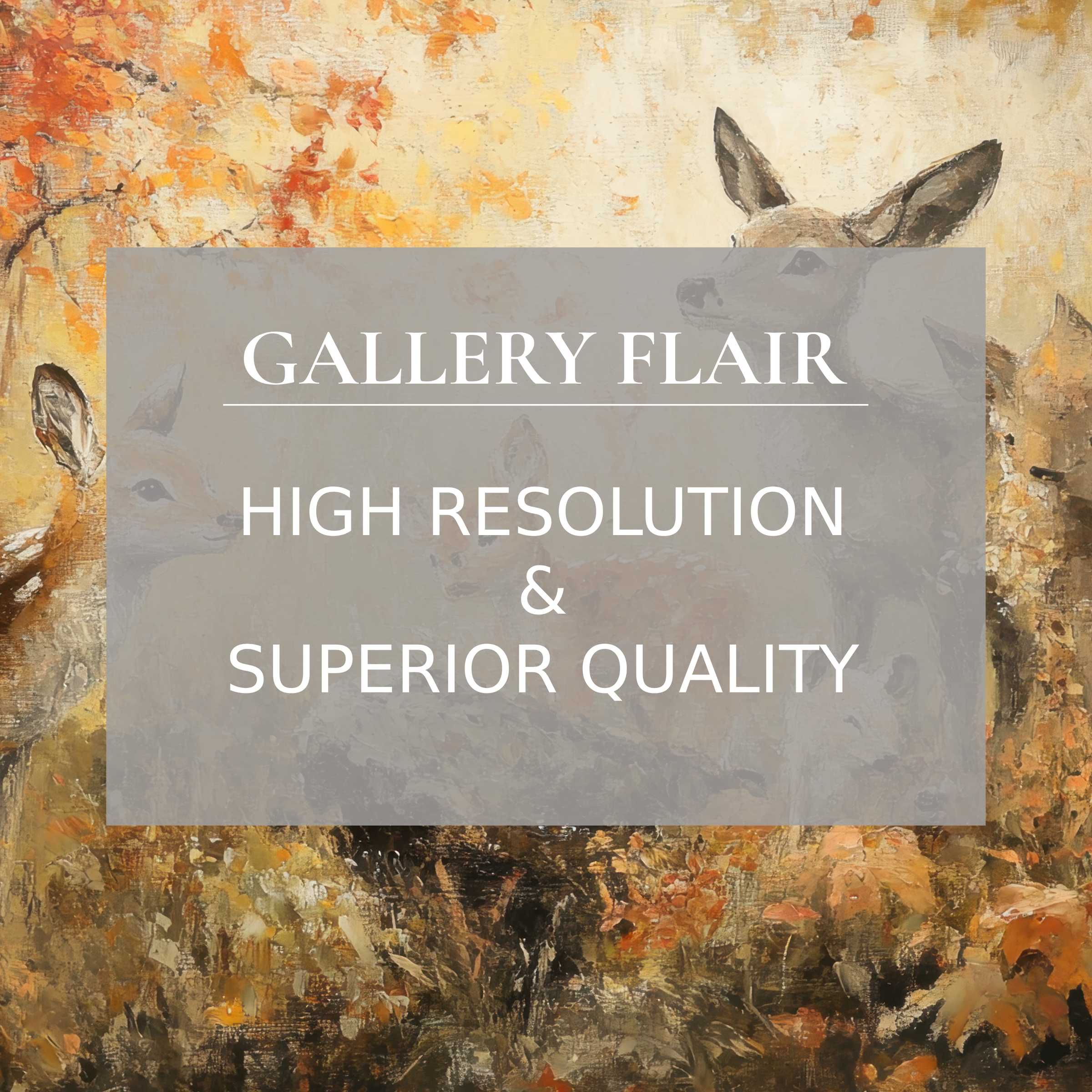 Fall printable art featuring serene deer amidst warm amber and ochre foliage, enriching modern spaces with refined texture and radiant autumnal elegance