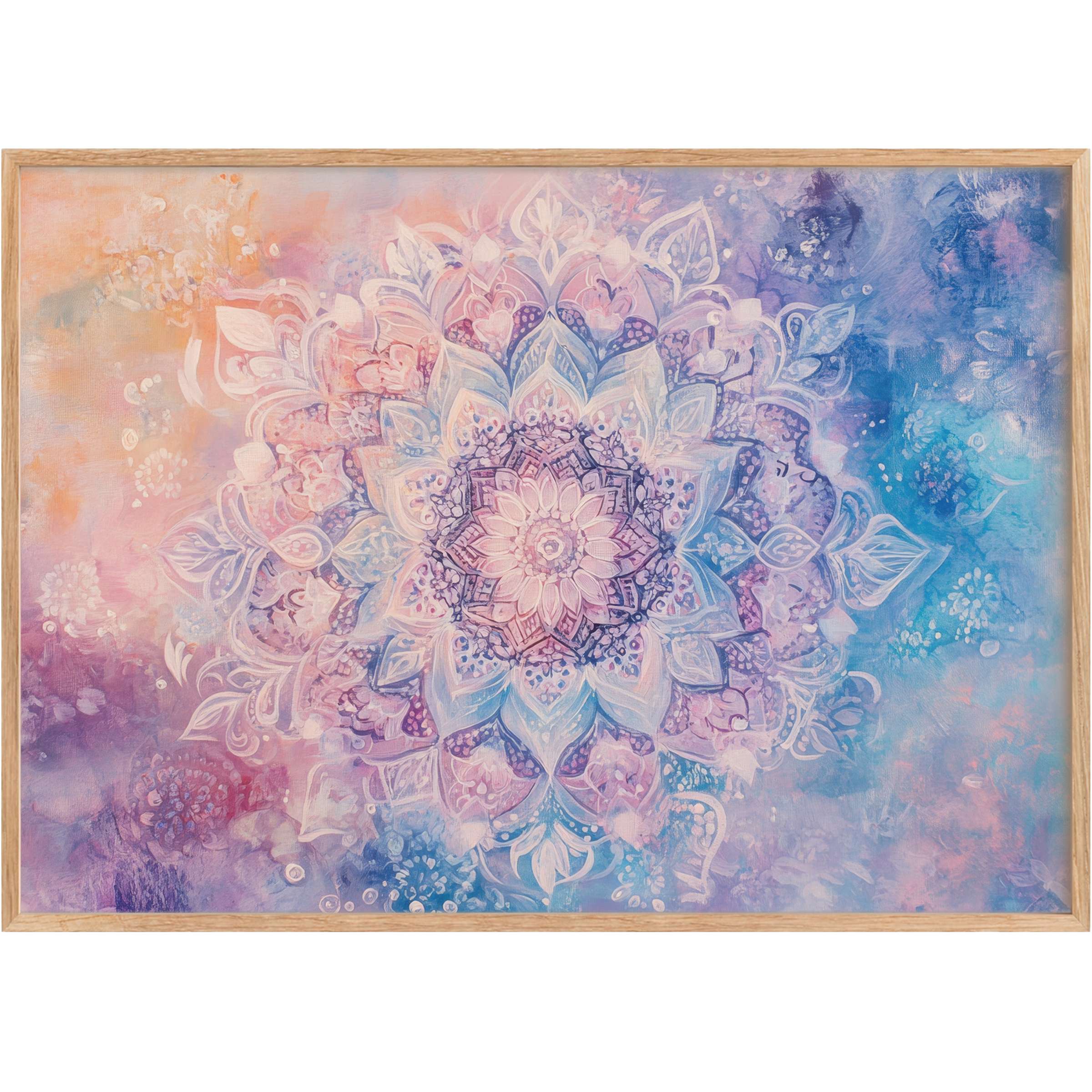Ethereal boho printable wall art with soft lavender and coral hues, creating a serene, dreamy ambiance for refined living spaces