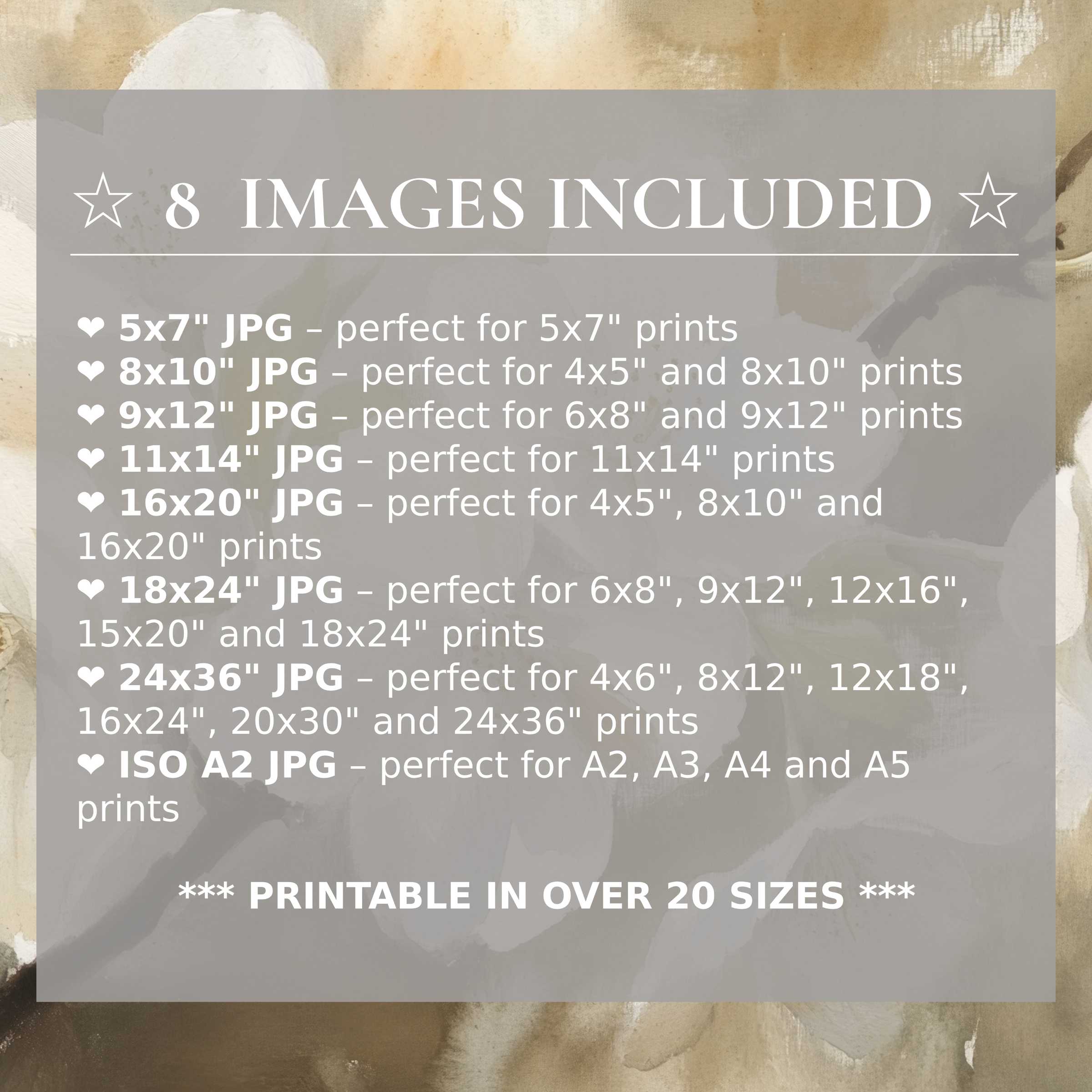 Spring digital print in radiant beige and soft white hues, included in 8 high-quality sizes to elevate modern interiors with versatile, timeless elegance
