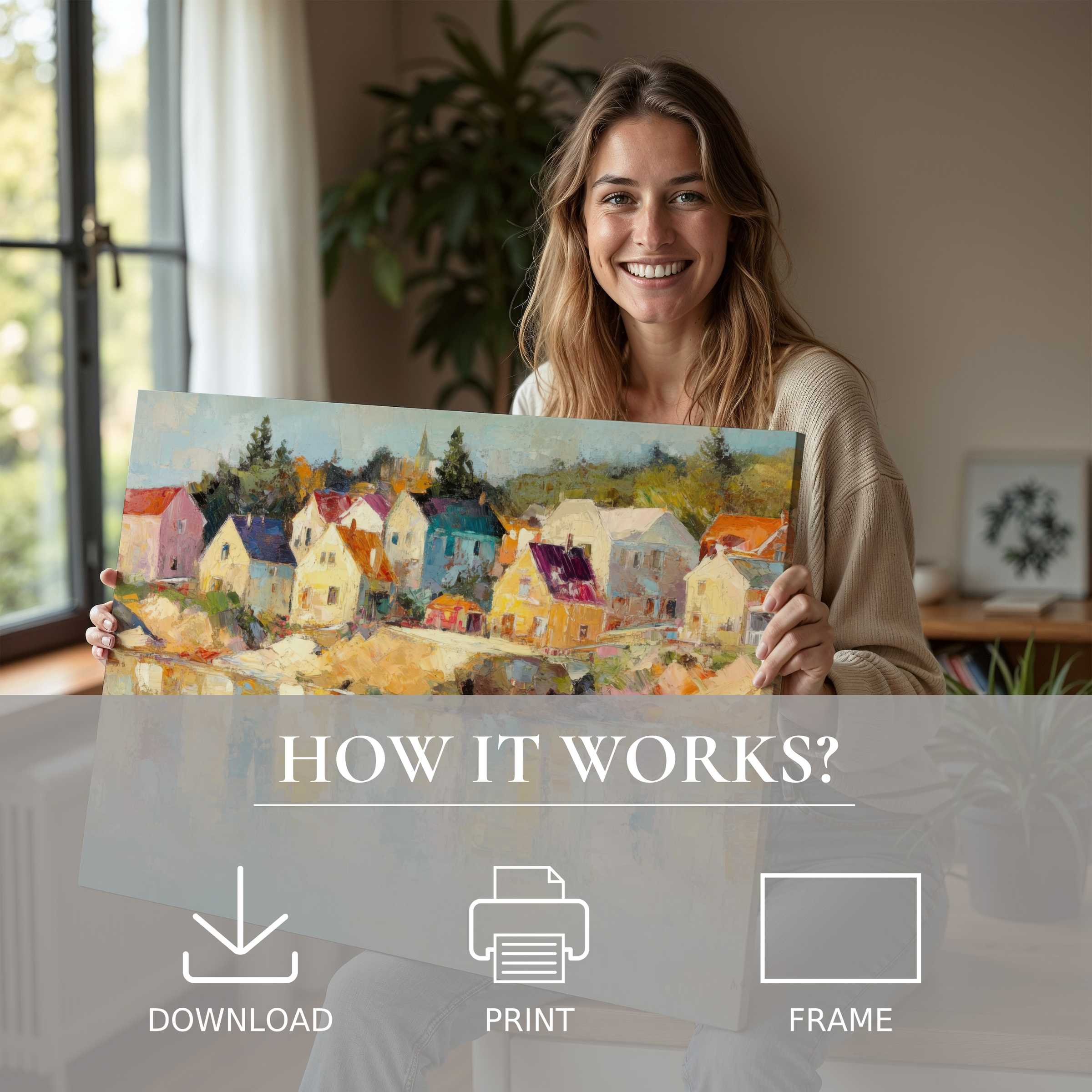 Coastal digital art print inspires joyful connection, seamlessly elevating modern homes with warmth and timeless charm