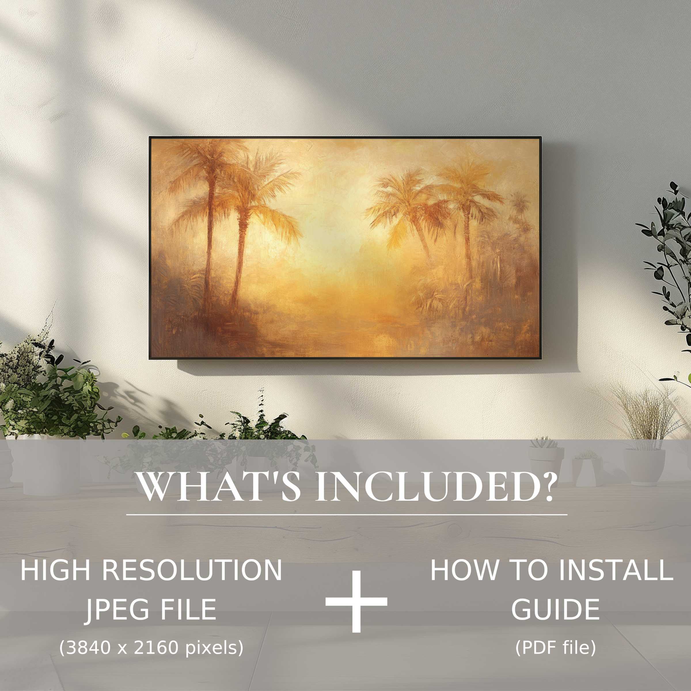 Elegant summer digital TV art download with easy use, enriching your living space with warm, tropical ambiance