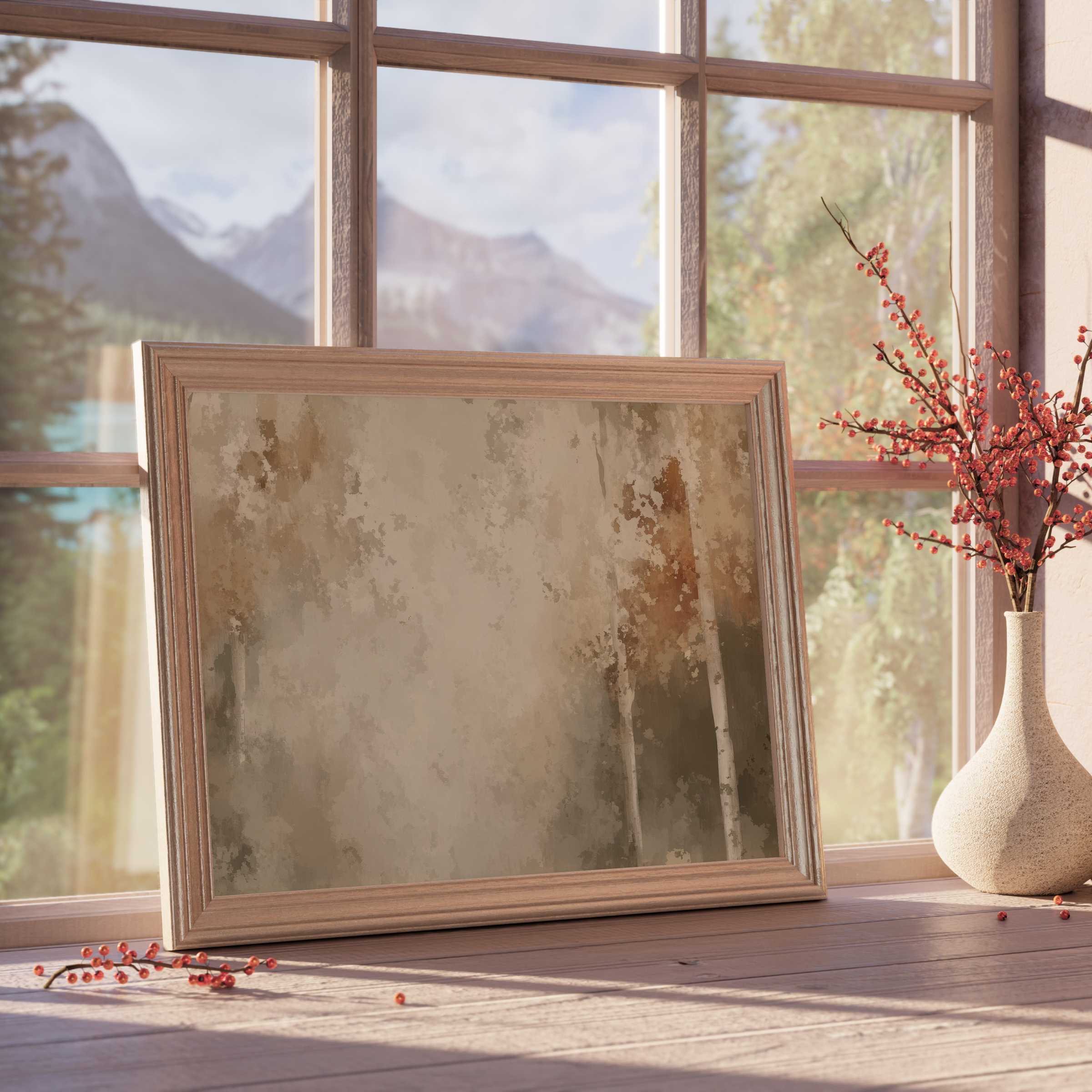 Elegant tree downloadable art in warm earthy tones, elevating serene, curated interiors with calming, nature-inspired sophistication