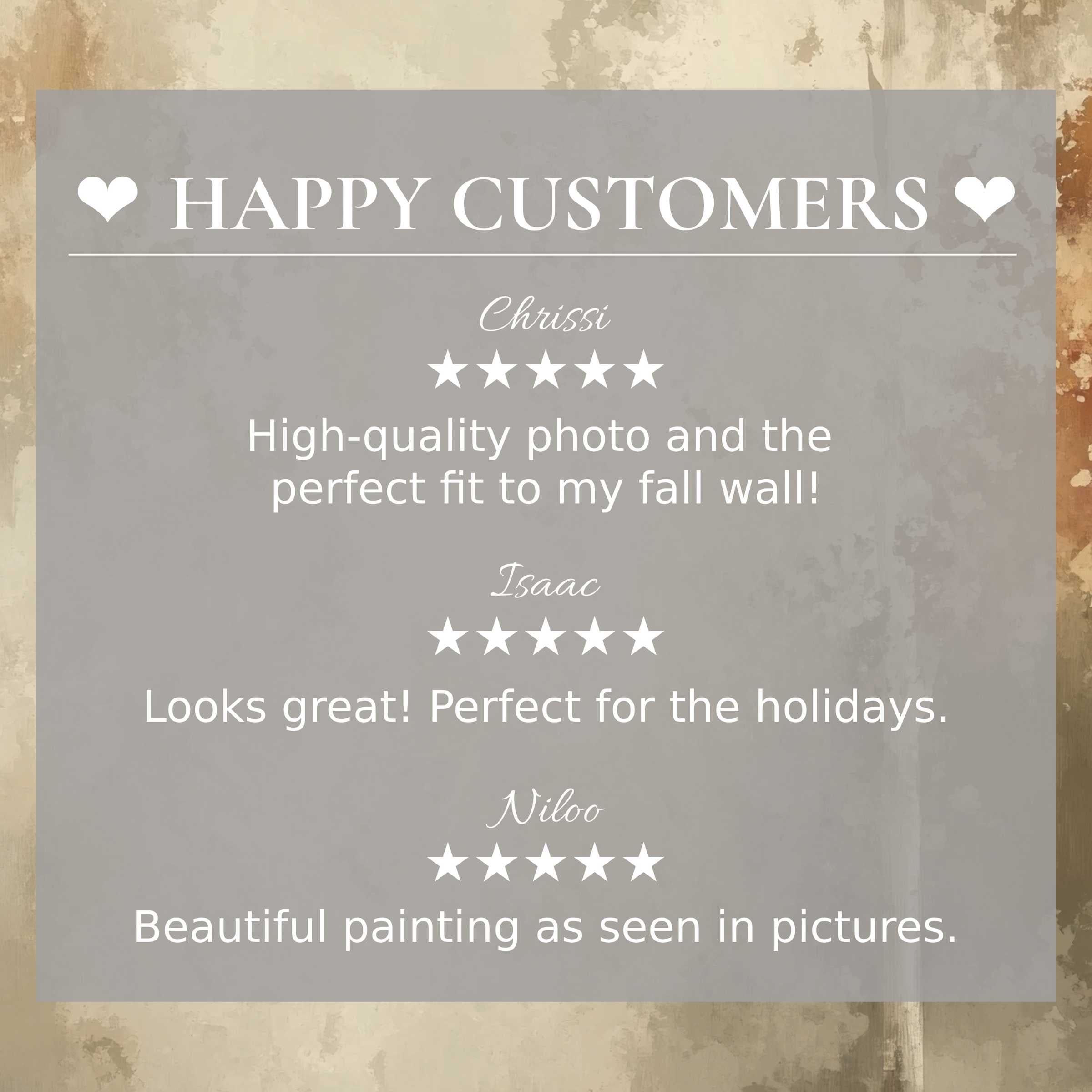 Elegant trees art for Frame TV with muted autumn hues, showcasing happy customer reviews and refined aesthetic appeal
