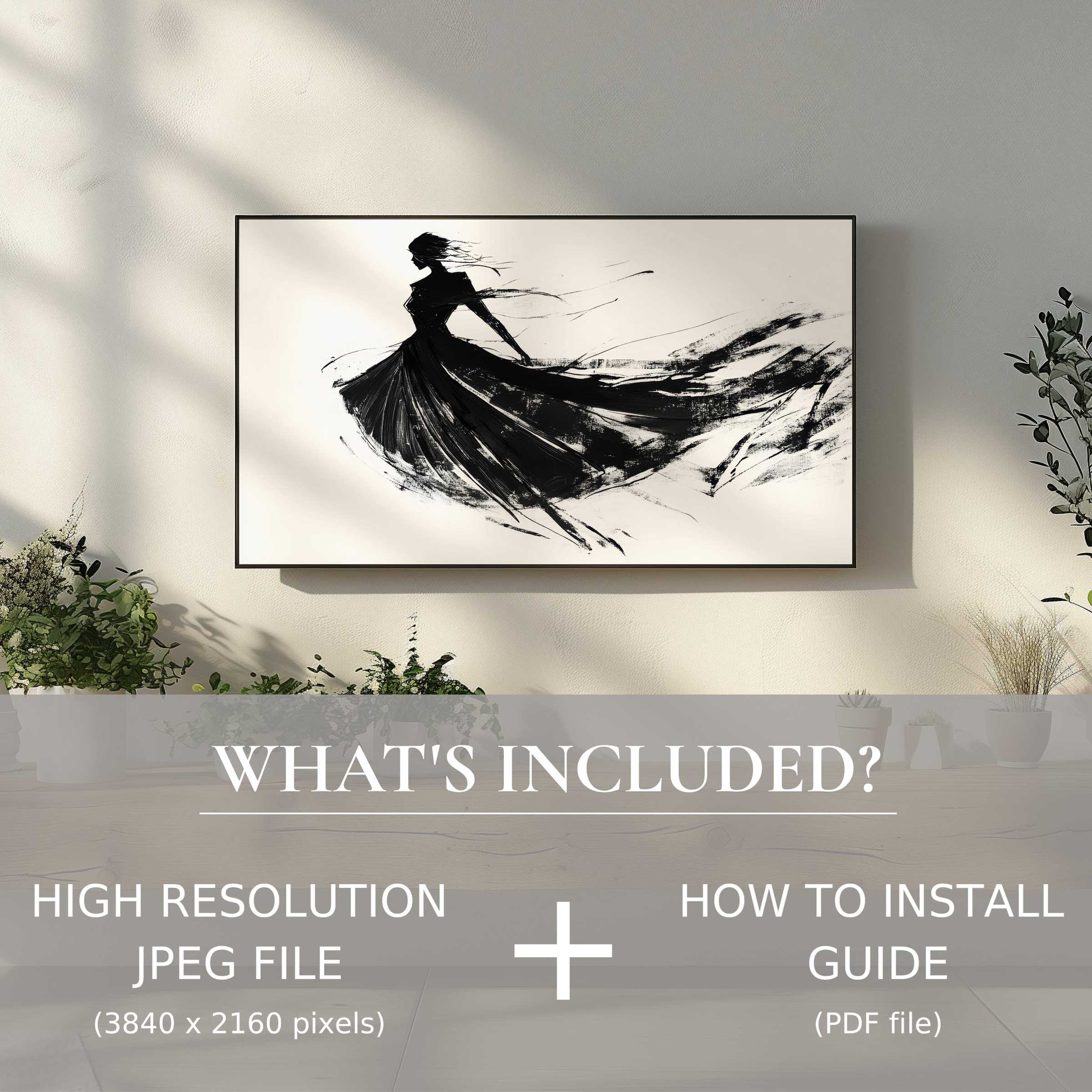 Elegant black and white digital TV art download enhances modern spaces with effortless digital use and timeless style