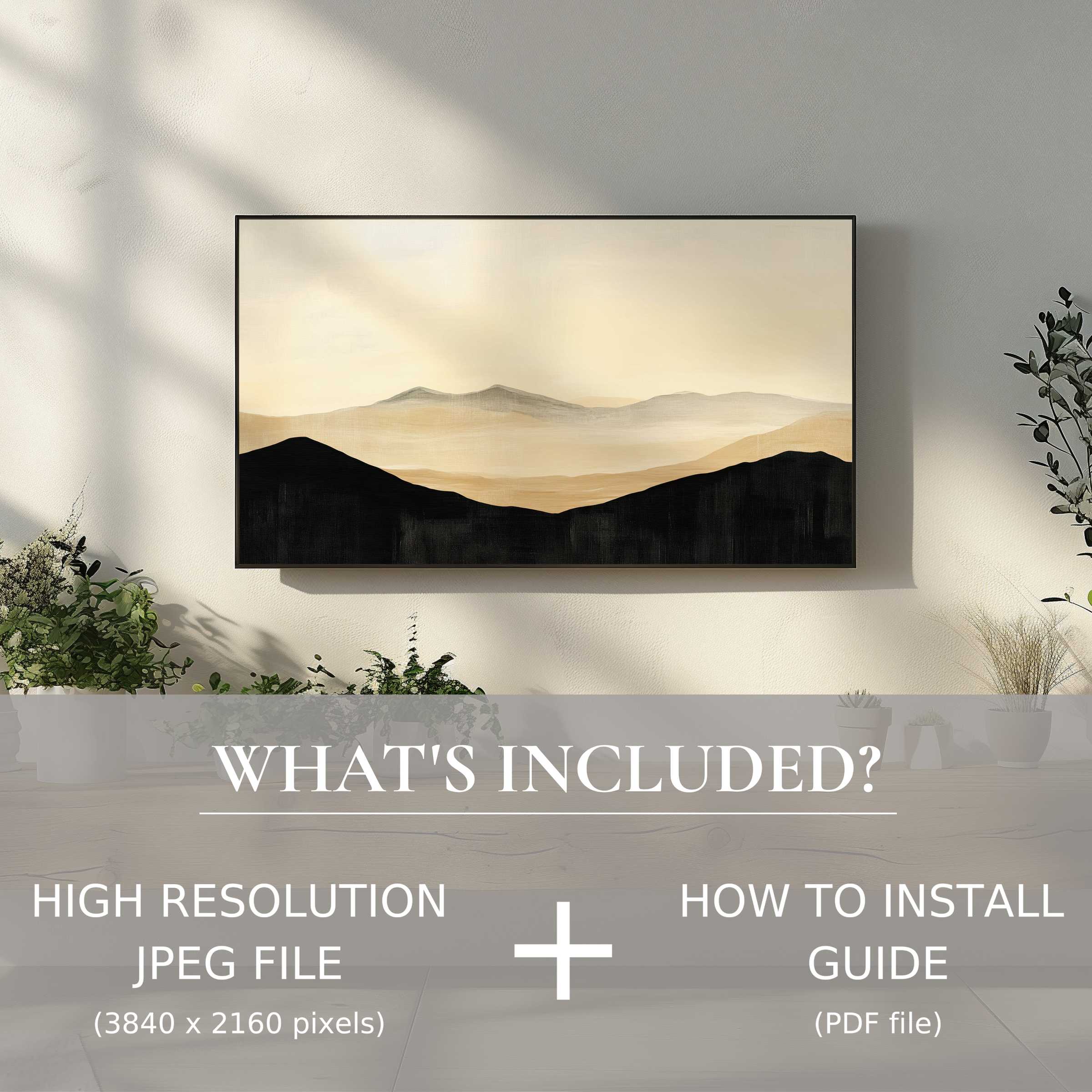 Sophisticated neutral digital TV art download elevates your living space with easy digital use and timeless elegance