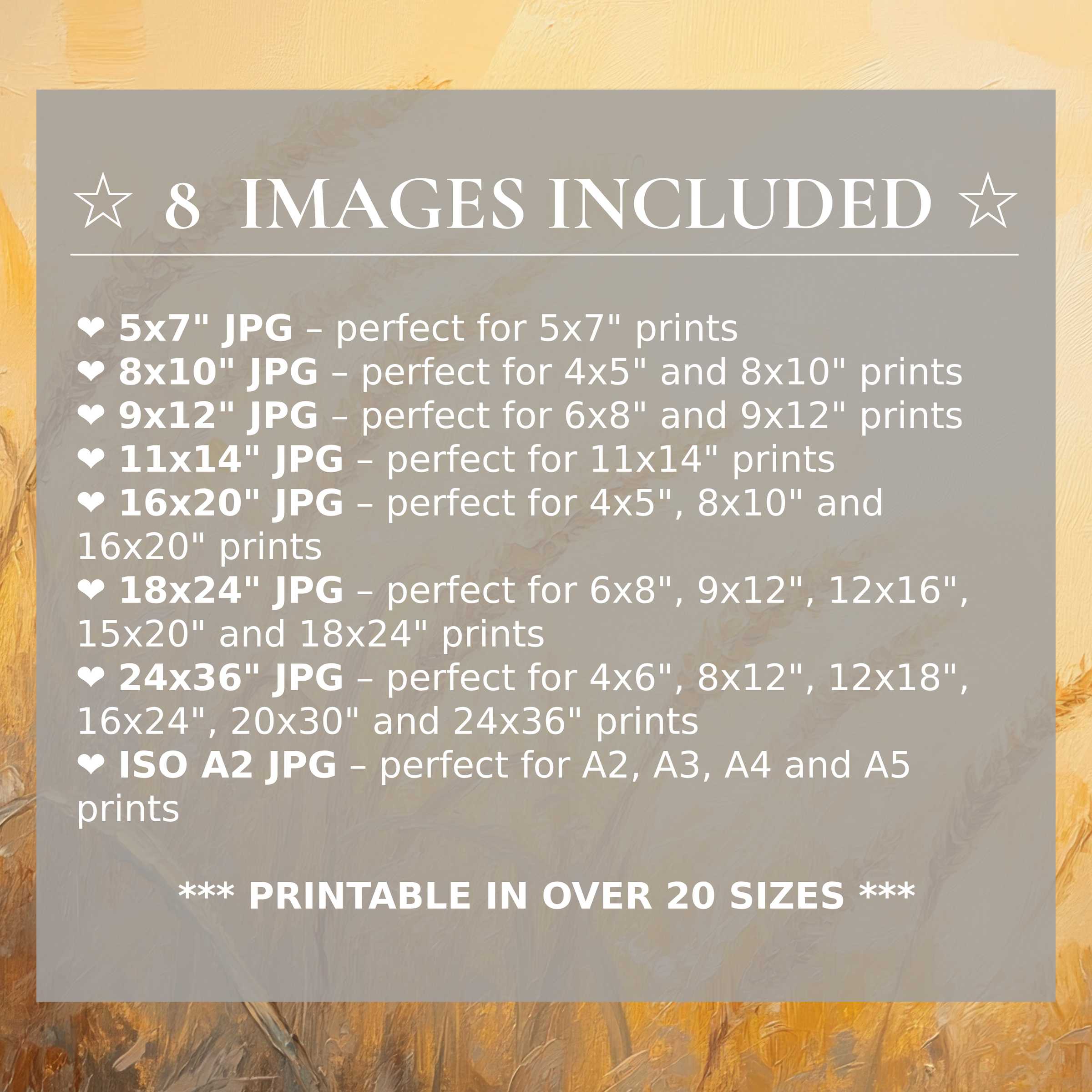 Radiant summer digital print in warm amber and soft beige hues, elevating modern interiors with style and 8 high-quality sizes included