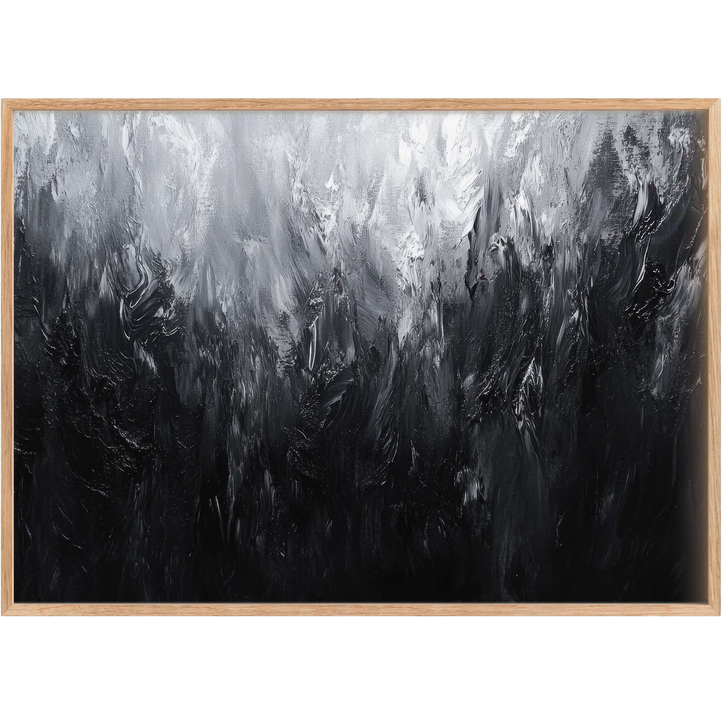 Bold black and white printable wall art with dynamic textures, evoking a powerful, sophisticated atmosphere for modern interiors